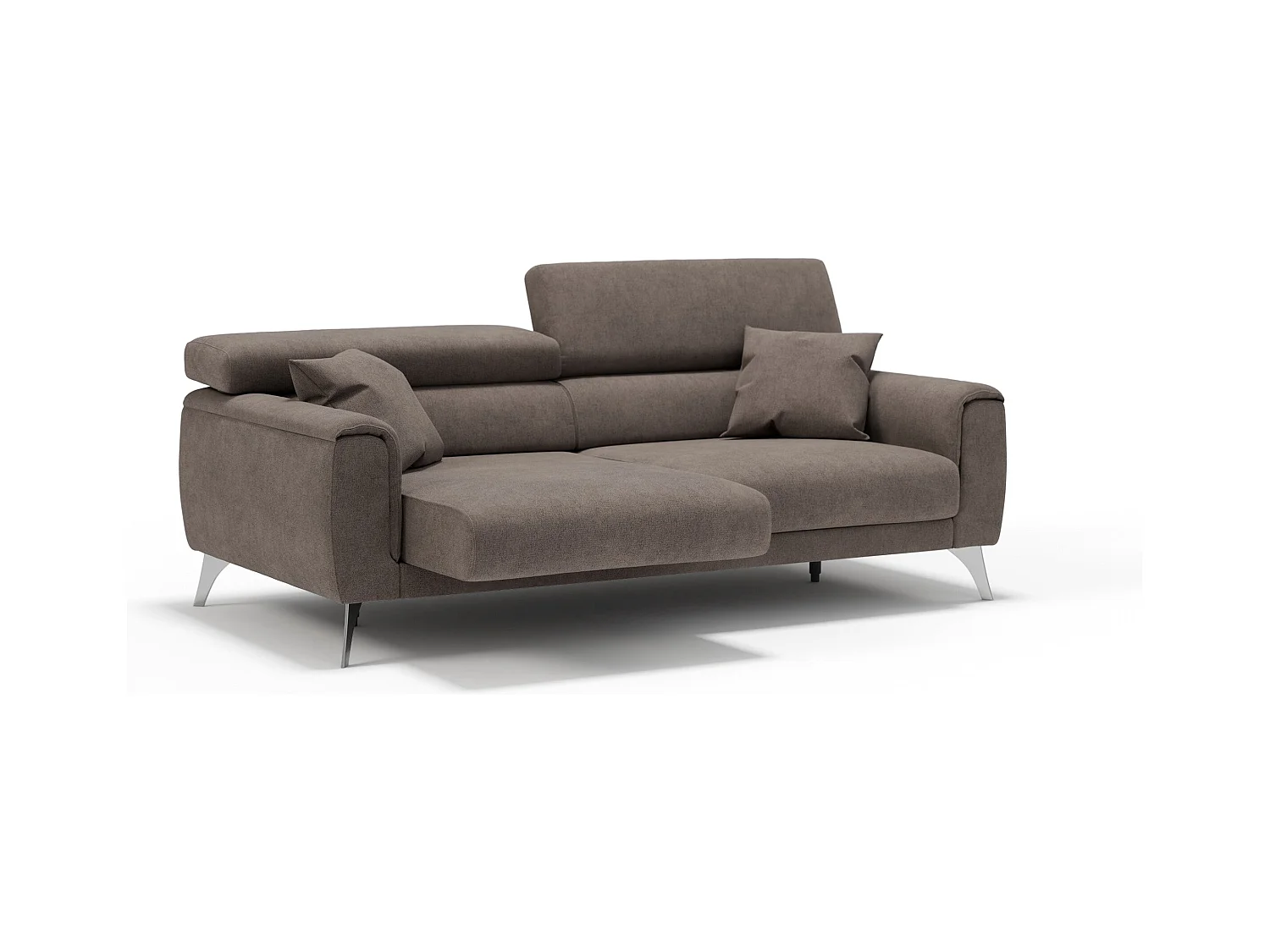 Caravaggio Canapé avec assises coulissantes en tissu doux imperméable T02 169 cm Brun