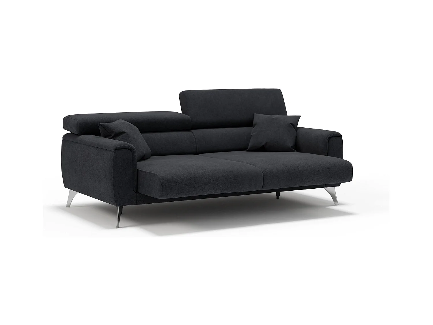 Caravaggio Sofa mit verschiebbaren Sitzen aus wasserfestem, weichem Stoff T02 199 cm Schwarz