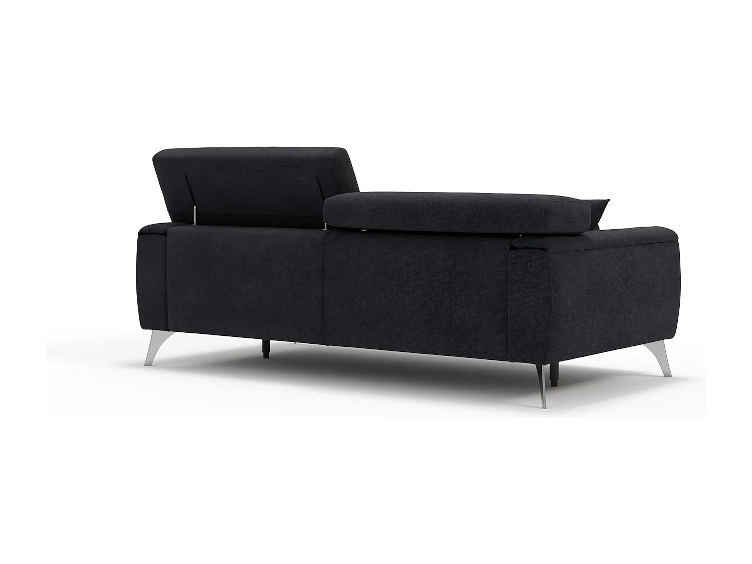 Caravaggio Sofa mit verschiebbaren Sitzen aus wasserfestem, weichem Stoff T02 199 cm Schwarz