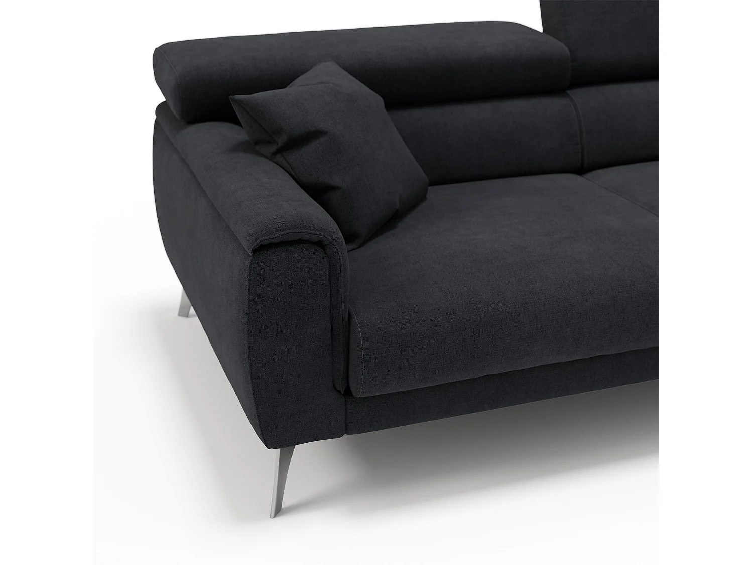 Caravaggio Sofa mit verschiebbaren Sitzen aus wasserfestem, weichem Stoff T02 199 cm Schwarz