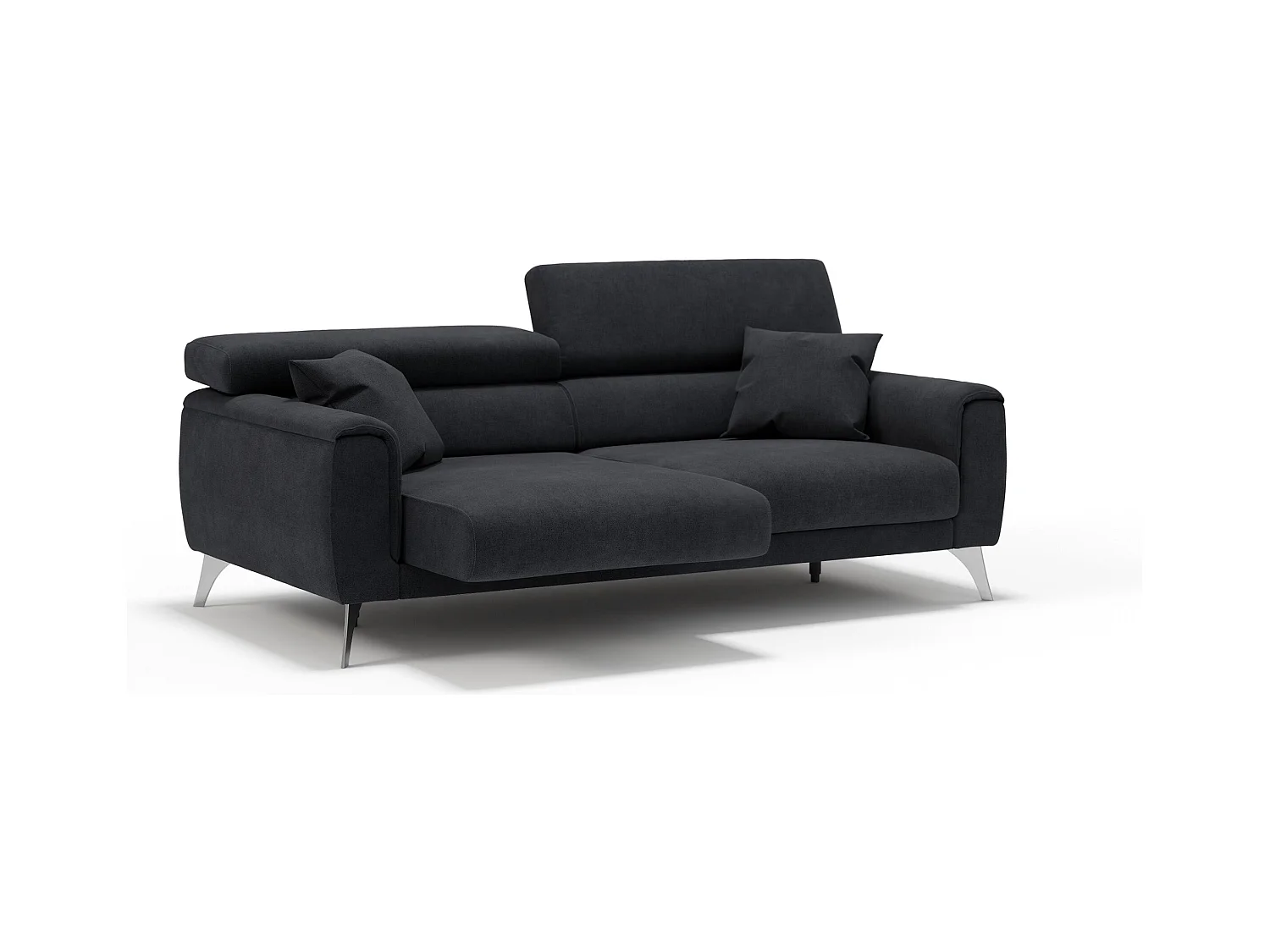 Caravaggio Canapé avec assises coulissantes en tissu doux imperméable T02 199 cm Noir