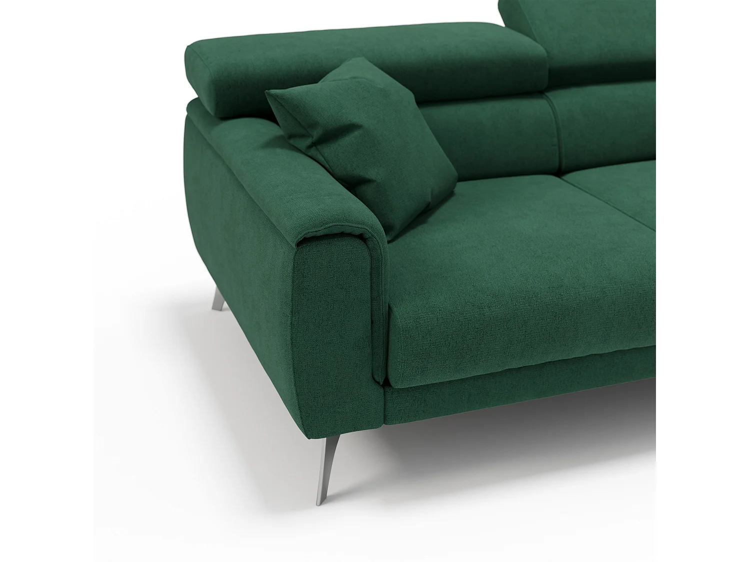 Caravaggio Sofa mit 3 unabhängigen ausziehbaren Sitzen und verstellbaren Kopfstützen aus wasserfestem Stoff T02 244 cm Grun
