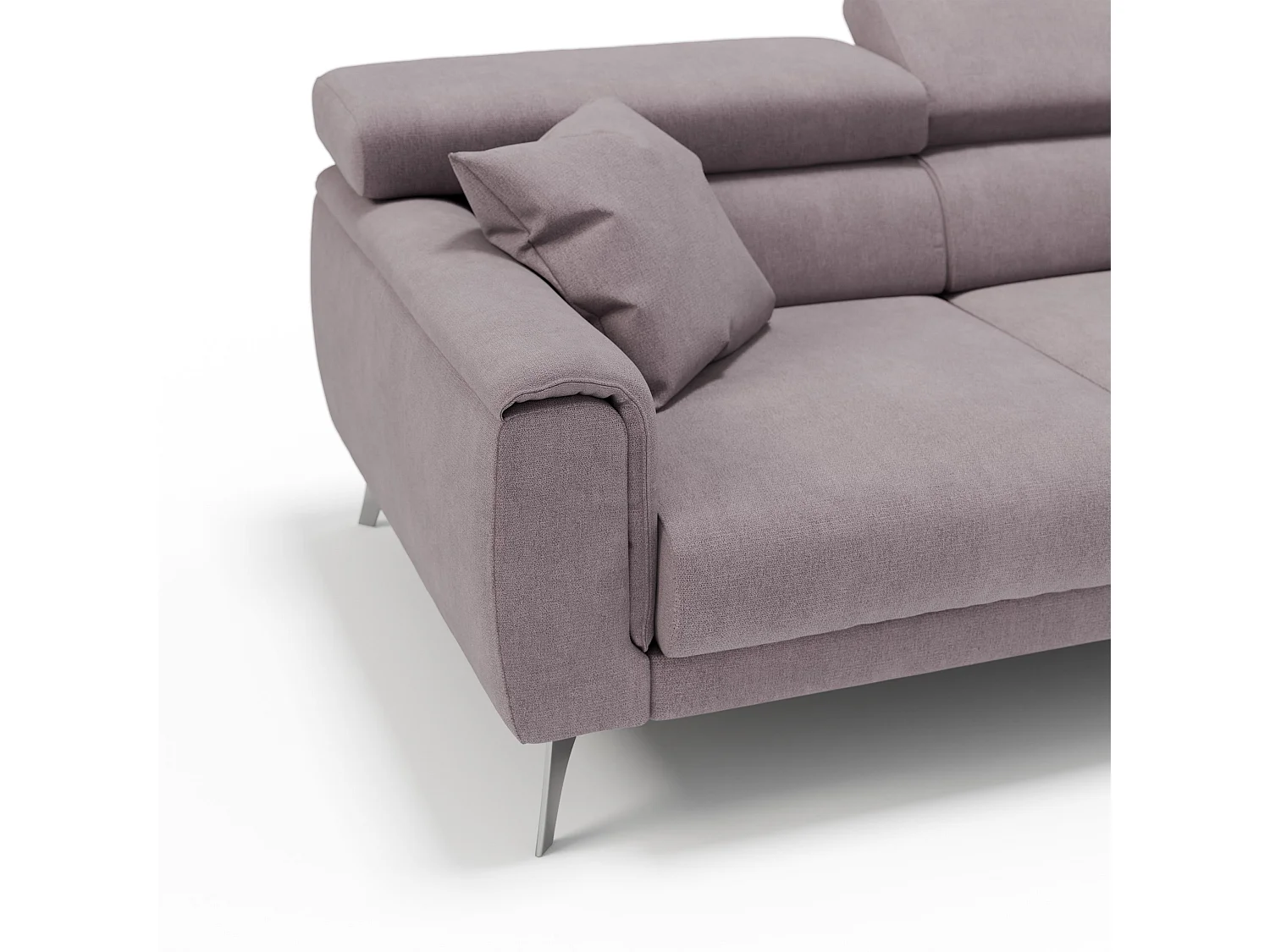 Caravaggio Sofa mit 3 unabhängigen ausziehbaren Sitzen und verstellbaren Kopfstützen aus wasserfestem Stoff T02 244 cm Rosa