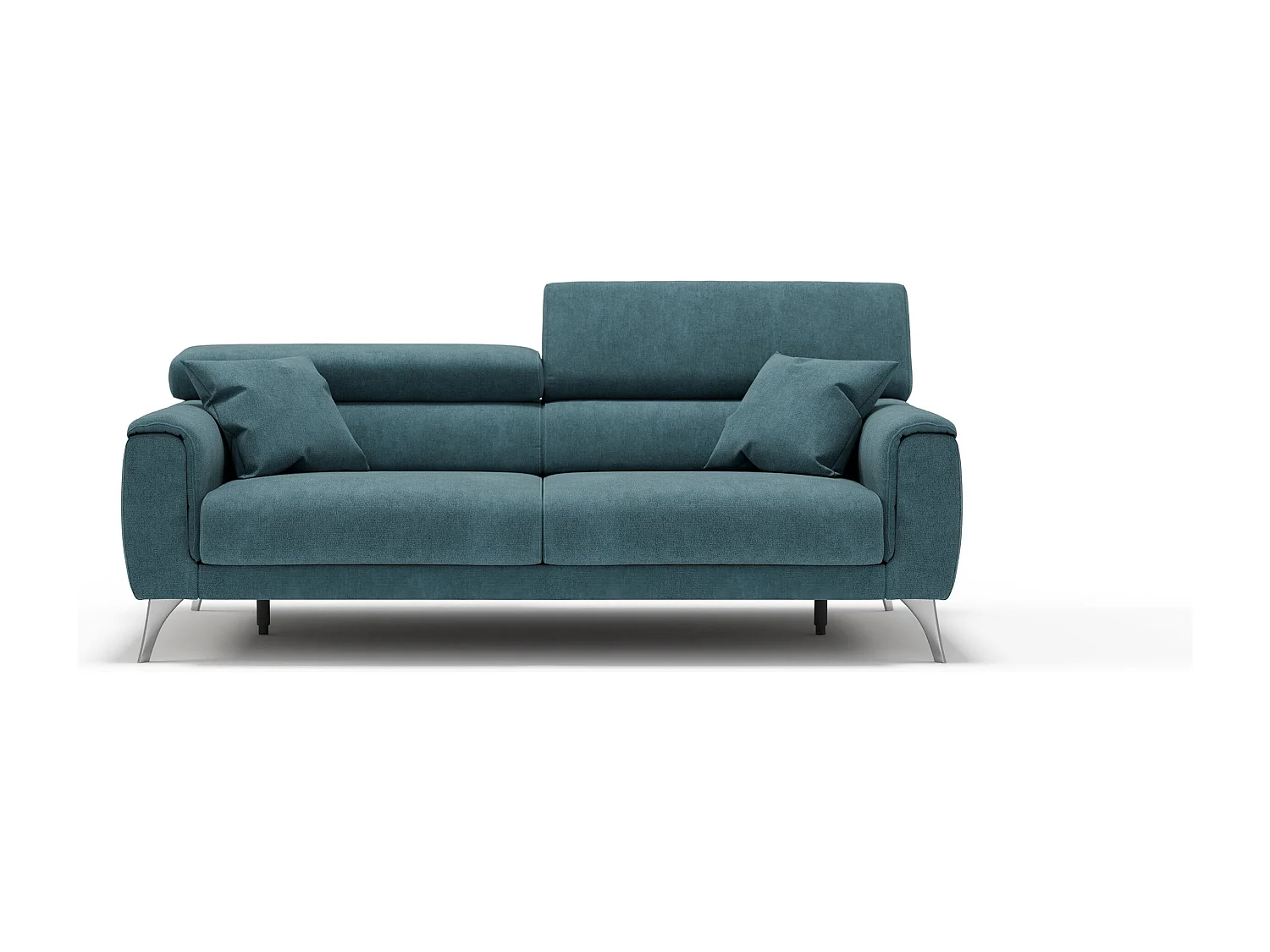 Caravaggio Sofa mit verschiebbaren Sitzen aus wasserfestem, weichem Stoff T02 199 cm Petrol