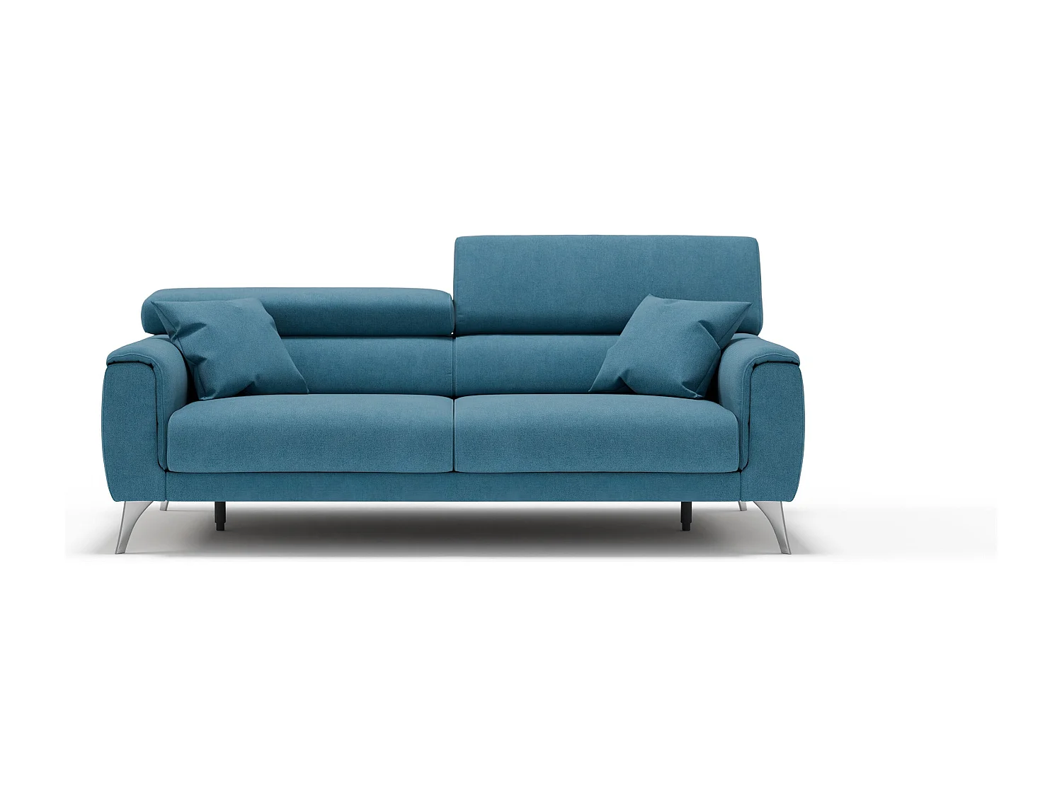 Caravaggio Divano con sedute allungabili e poggiatesta reclinabili in tessuto impermeabile T02 199 cm azzurro