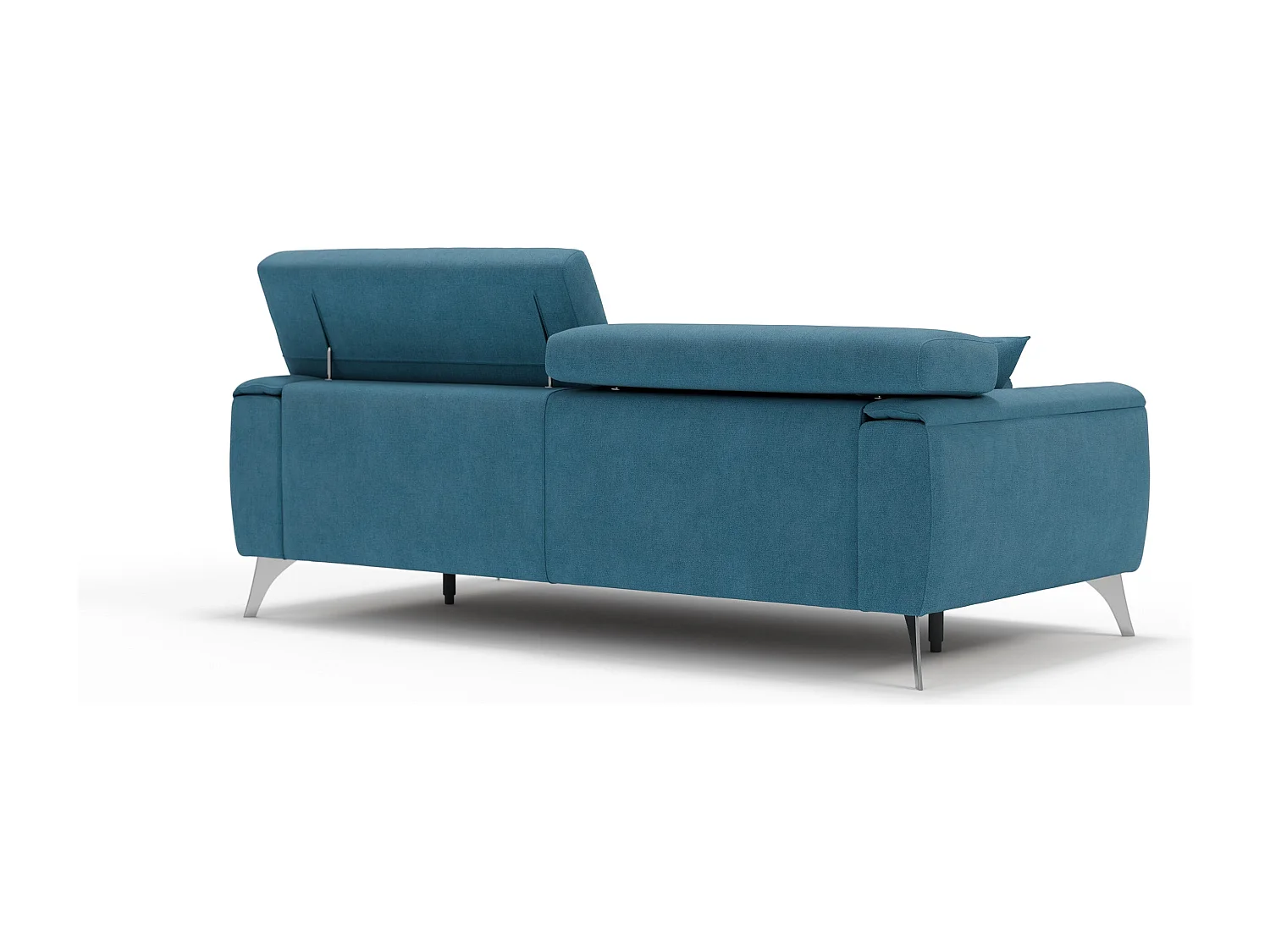 Caravaggio Divano con sedute allungabili e poggiatesta reclinabili in tessuto impermeabile T02 199 cm azzurro