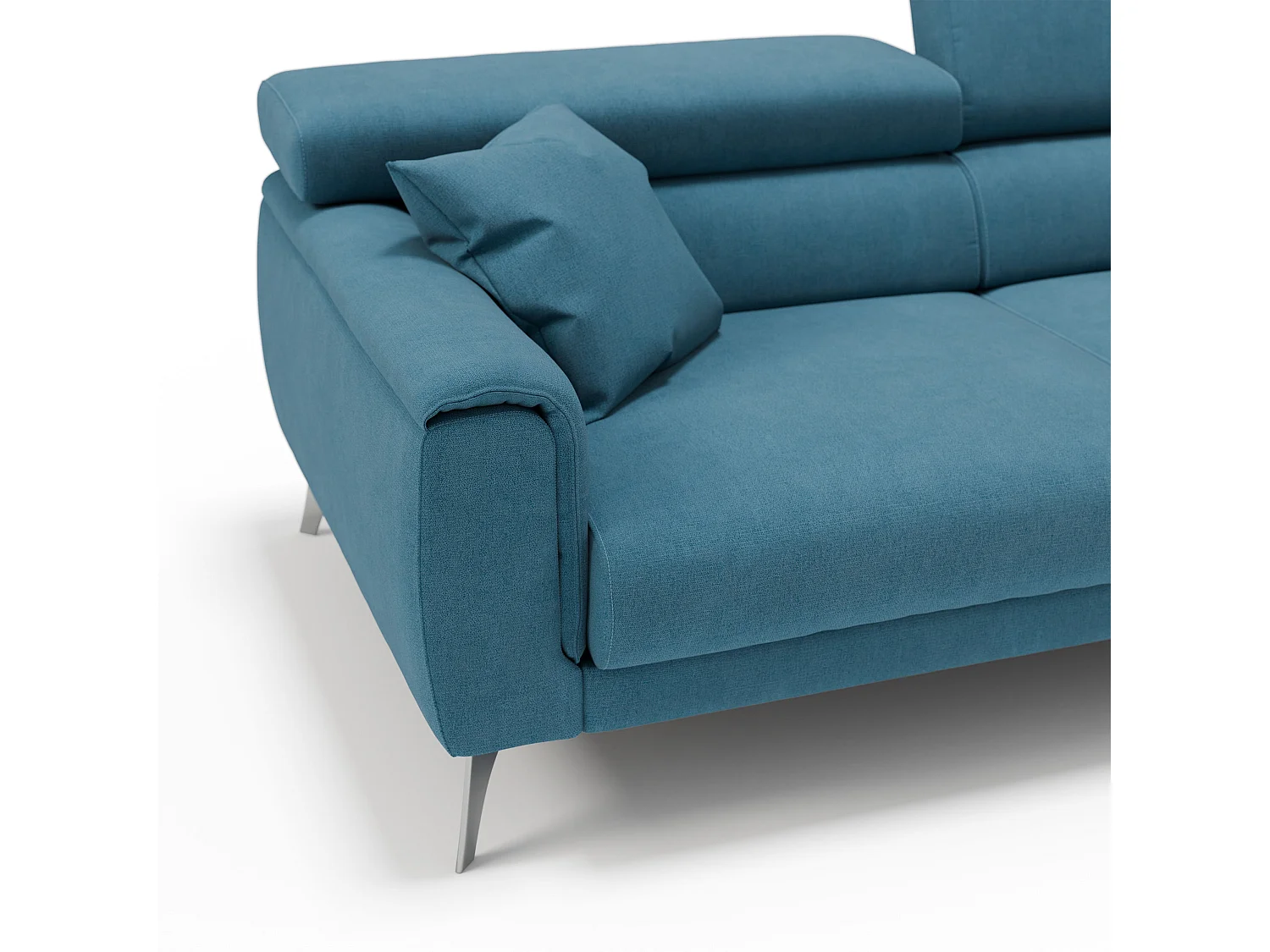 Caravaggio Sofá con asientos deslizantes en tela suave e impermeable 199 cm Azul Claro