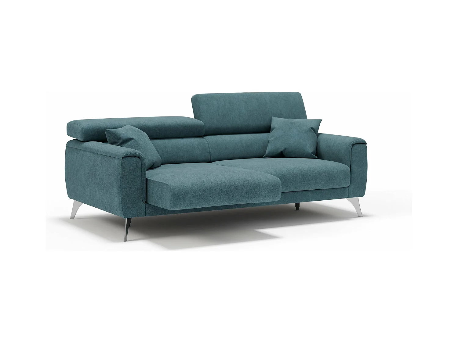 Caravaggio Canapé avec assises coulissantes en tissu doux imperméable T02 169 cm Bleu Canard