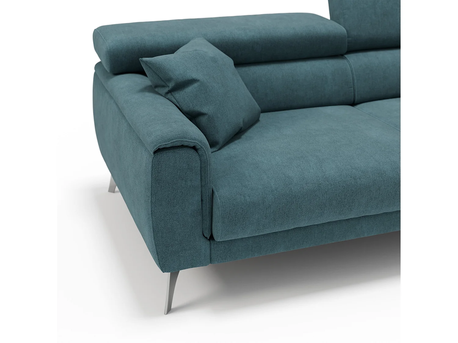 Caravaggio Canapé avec assises coulissantes en tissu doux imperméable T02 169 cm Bleu Canard