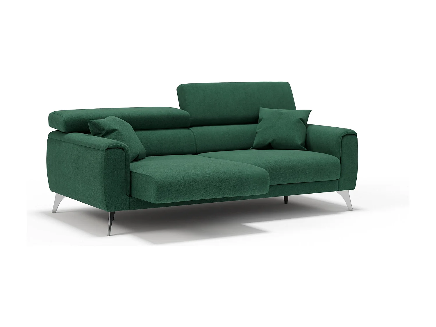 Caravaggio Sofa mit verschiebbaren Sitzen aus wasserfestem, weichem Stoff T02 169 cm Grun