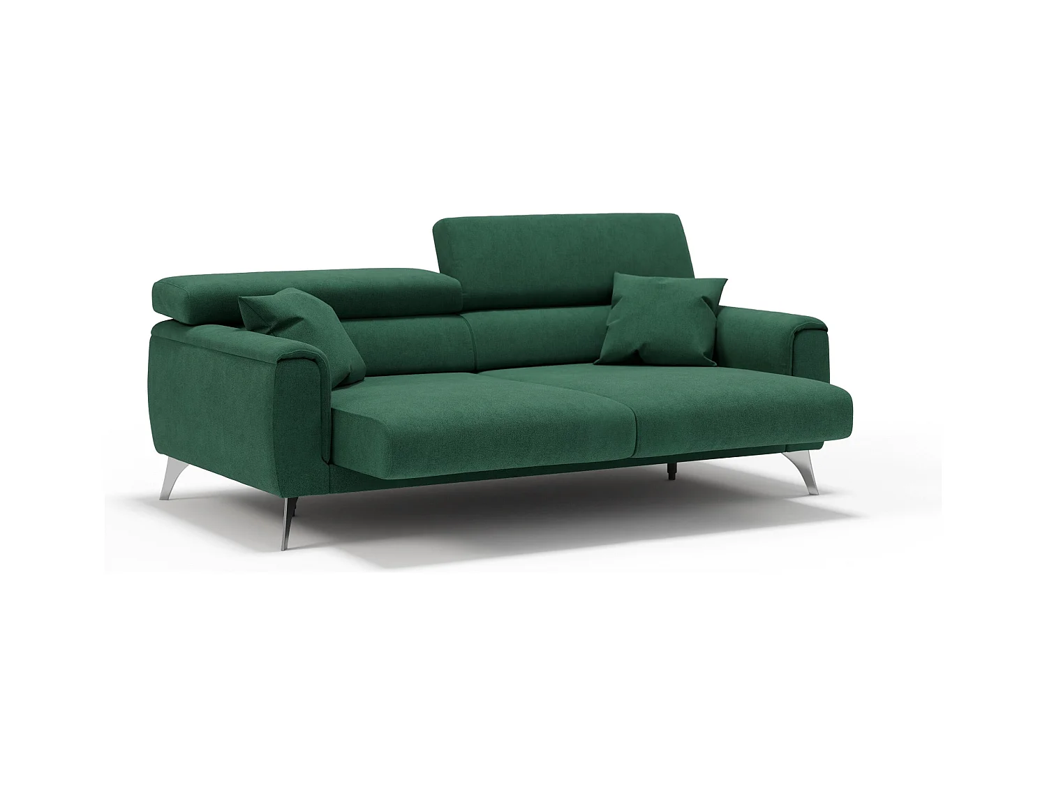 Caravaggio Sofa mit verschiebbaren Sitzen aus wasserfestem, weichem Stoff T02 169 cm Grun