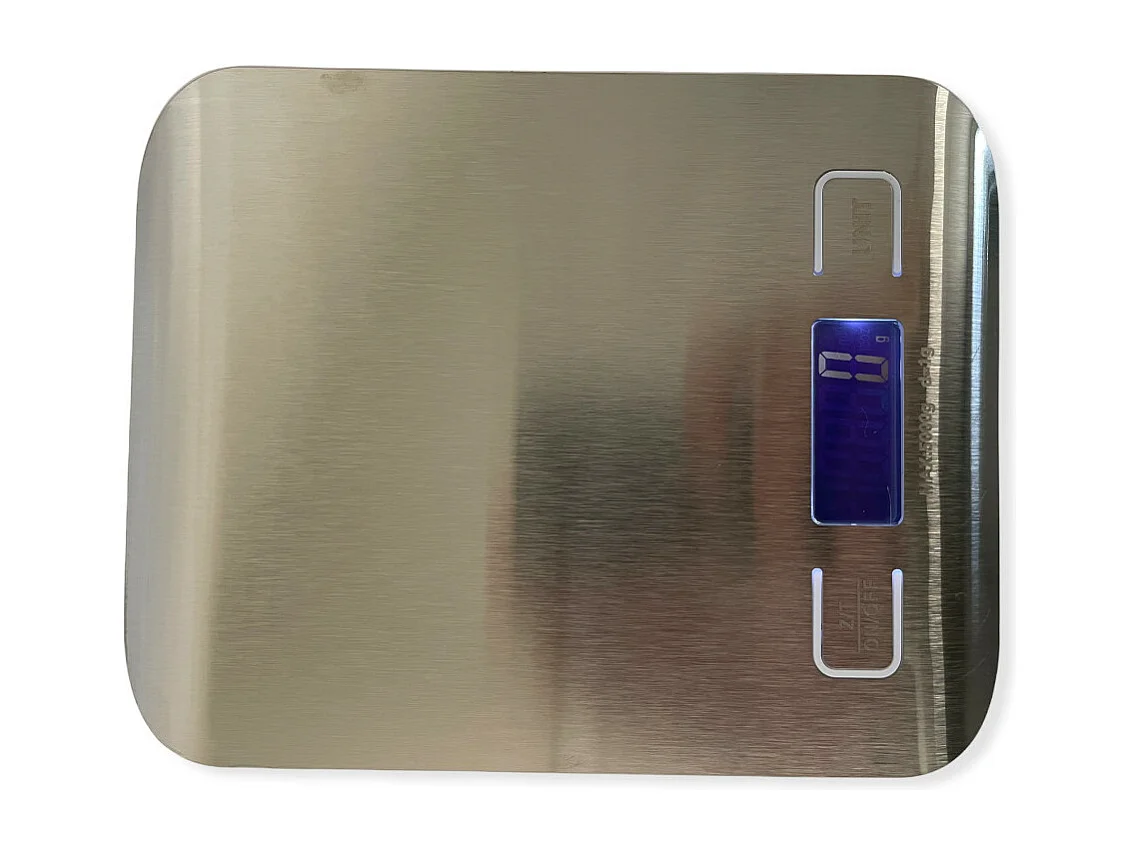 Bilancia Digitale Smart Da Cucina 1 g / 5 kg In Acciaio Inox Alta Precisione Bilancino Elettronico Funzione Tara Bilancia Alimenti Display LCD 2 Batterie, Argento