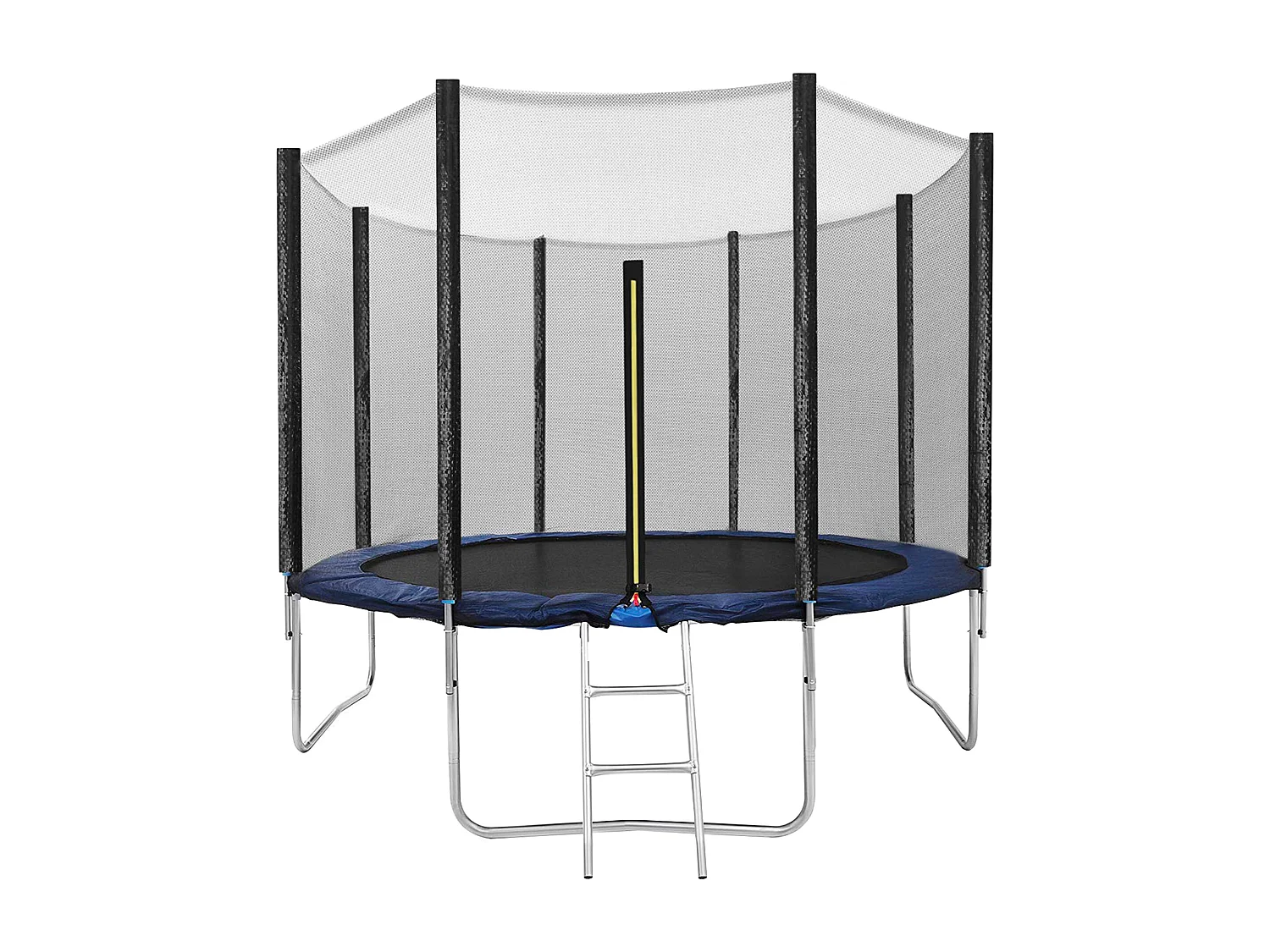 Trampolino Tappeto Jumper Elastico con Rete di Sicurezza, 6 Pali Imbottiti, Scaletta e Rivestimento sui Bordi, Ideale per Giardino, Diametro 305 cm