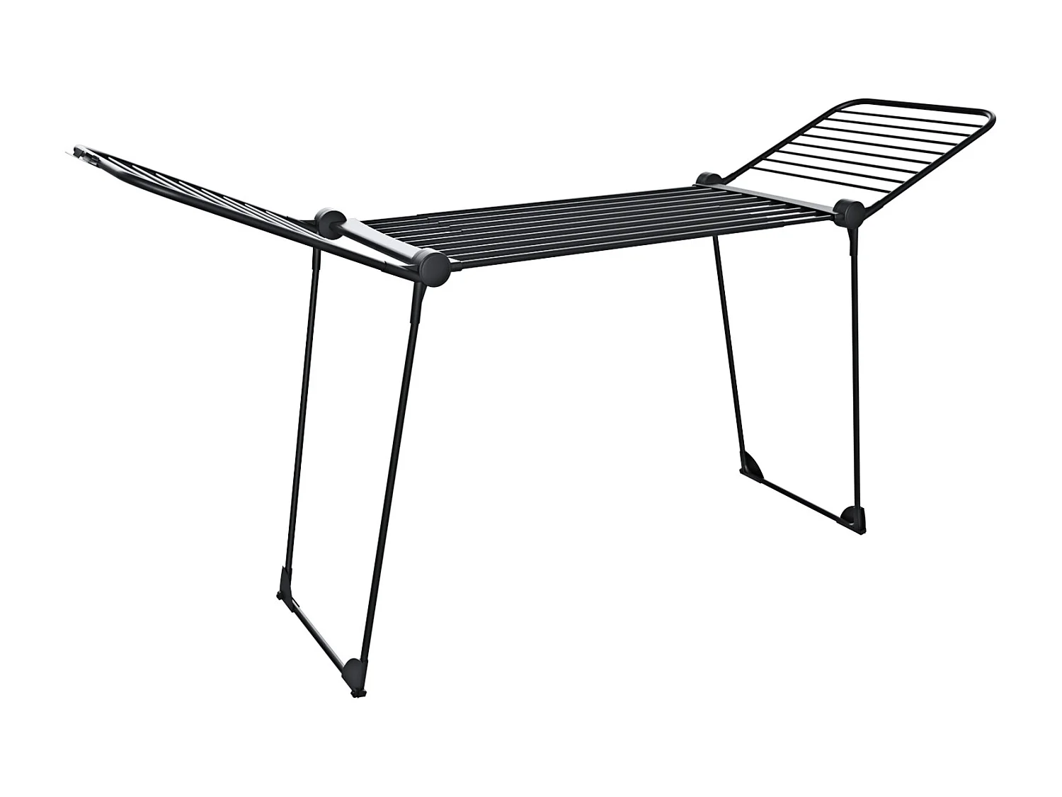 Stendibiancheria Estensibile Fino a 2 Metri Griglia Telescopica 30 M di Stenditura Uso Interno Esterno Con Ruote Richiudibile 218-300 x 55 x 126 cm (Nero Opaco)