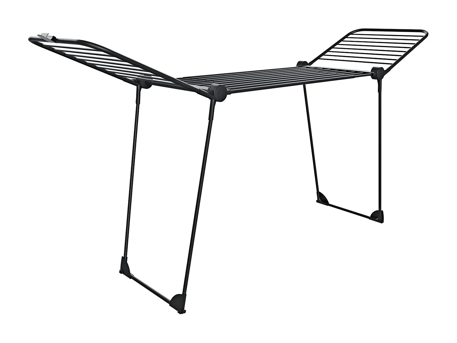 Stendibiancheria Estensibile Fino a 2 Metri Griglia Telescopica 30 M di Stenditura Uso Interno Esterno Con Ruote Richiudibile 218-300 x 55 x 126 cm (Nero Opaco)