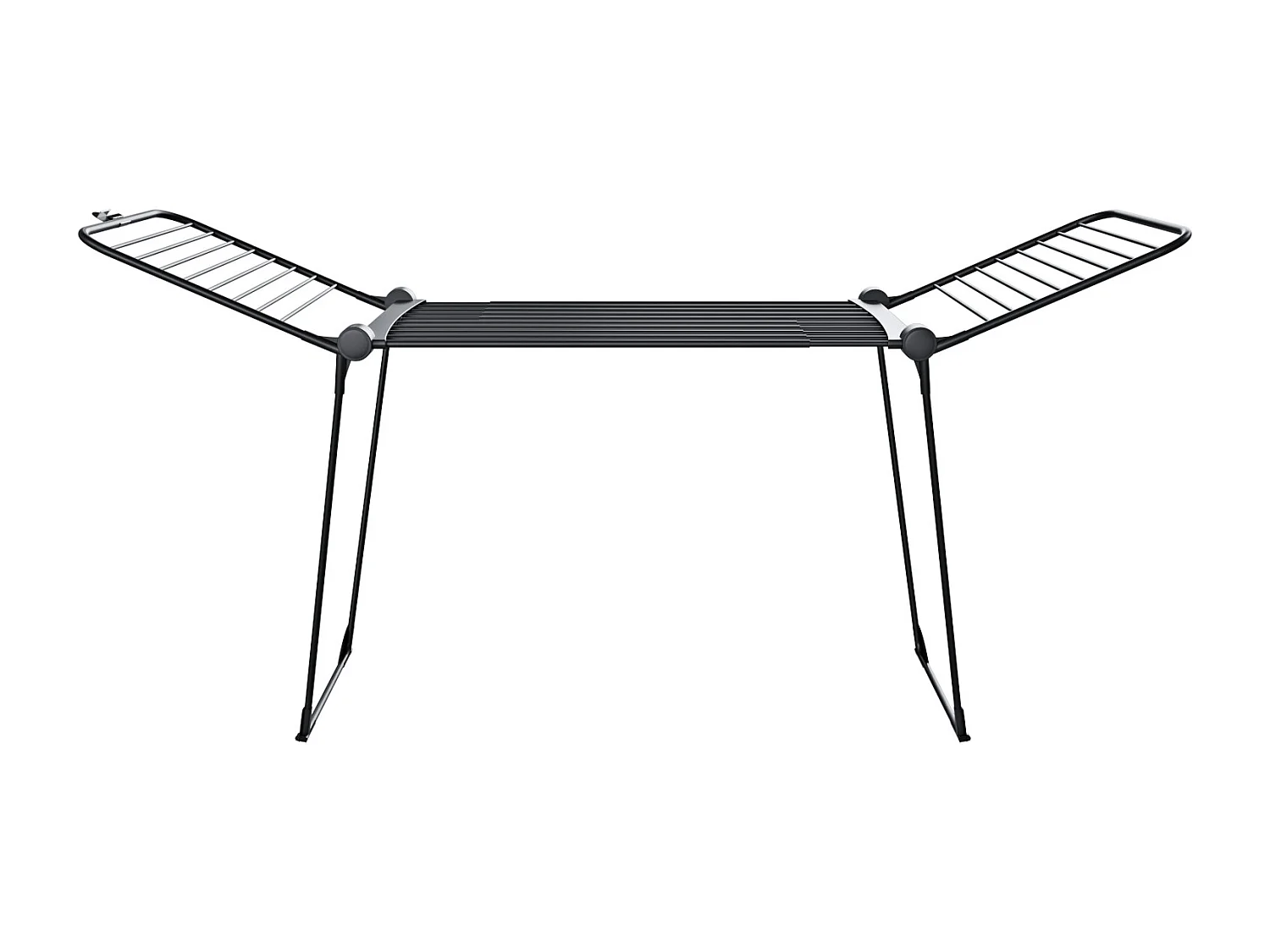 Stendibiancheria Estensibile Fino a 2 Metri Griglia Telescopica 30 M di Stenditura Uso Interno Esterno Con Ruote Richiudibile 218-300 x 55 x 126 cm (Nero Opaco)