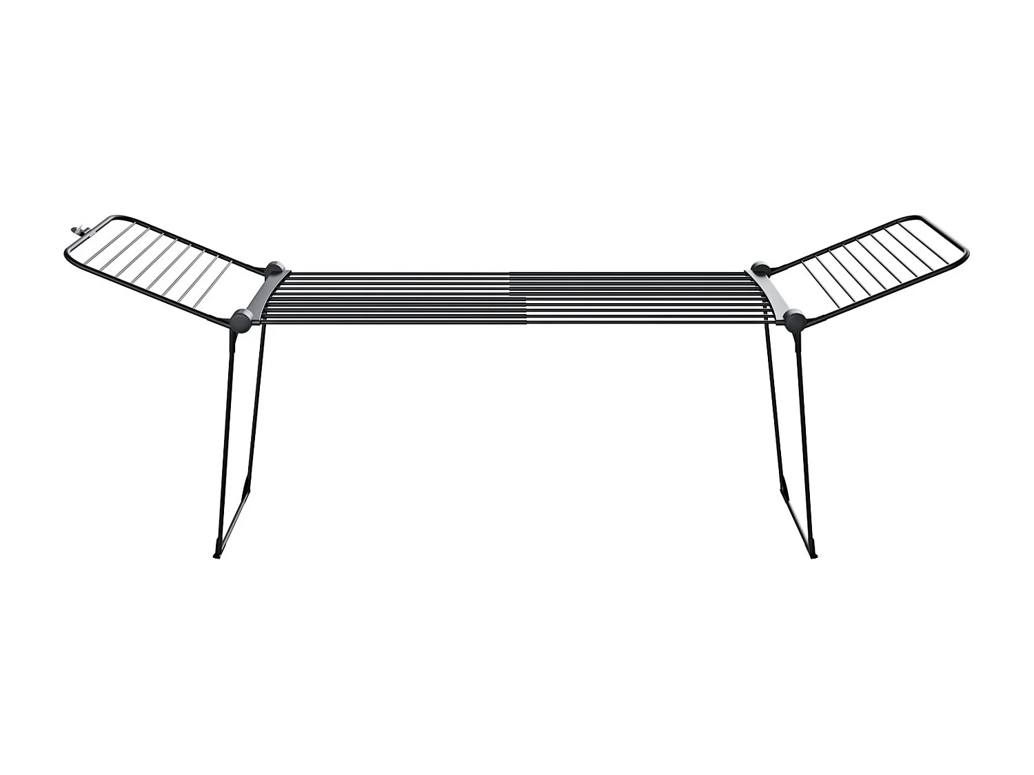 Stendibiancheria Estensibile Fino a 2 Metri Griglia Telescopica 30 M di Stenditura Uso Interno Esterno Con Ruote Richiudibile 218-300 x 55 x 126 cm (Nero Opaco)