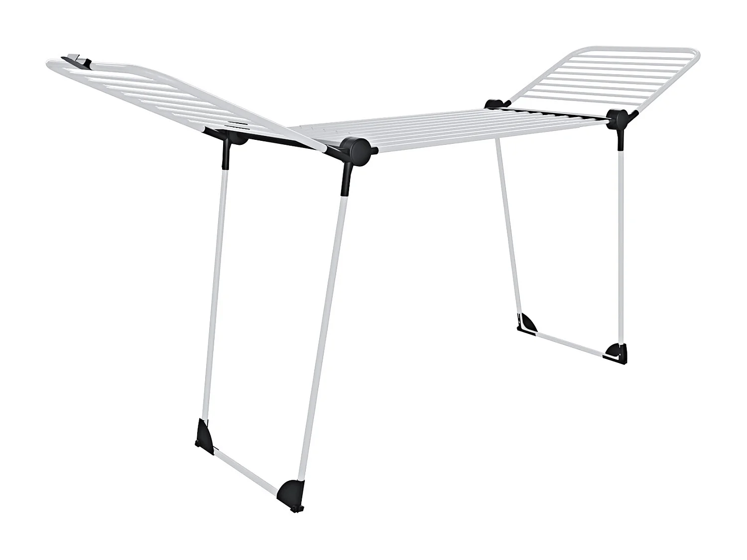 Stendibiancheria Estensibile Fino a 2 Metri Griglia Telescopica 30 M di Stenditura Stendino Ali Alte Uso Interno Esterno Con Ruote 218-300x55x126 cm Bianco
