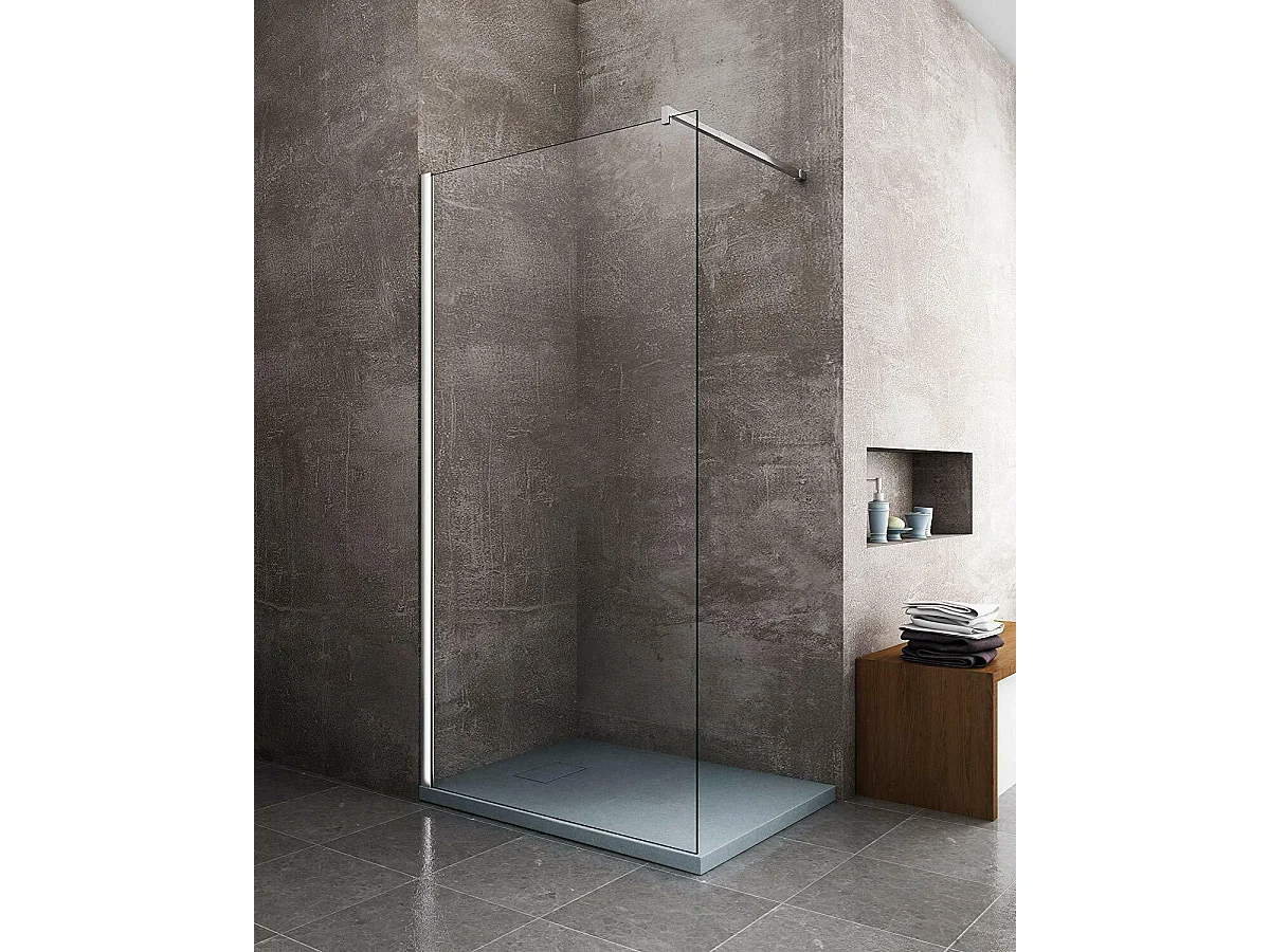 Piatto Doccia Spessore 2.6 Cm In Resina SMC Effetto Pietra Stone Ardesia Antiscivolo Filopavimento Riducibile Con Griglia Copertura 90 x 90 cm Grigio