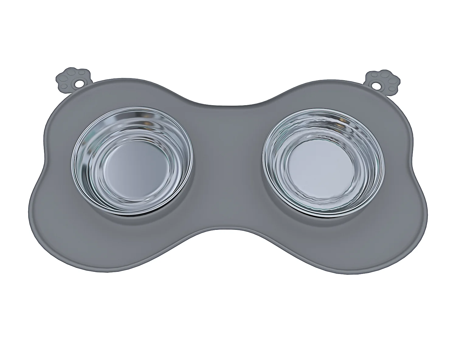 Ciotole Per Cani Gatti 3 In 1 Doppia Ciotola Acciaio Inox Cibo Croccantini Acqua Tappetino In Silicone Antiribaltamento Antiscivolo Con Ventose (52 x 35 Cm, Grigio)