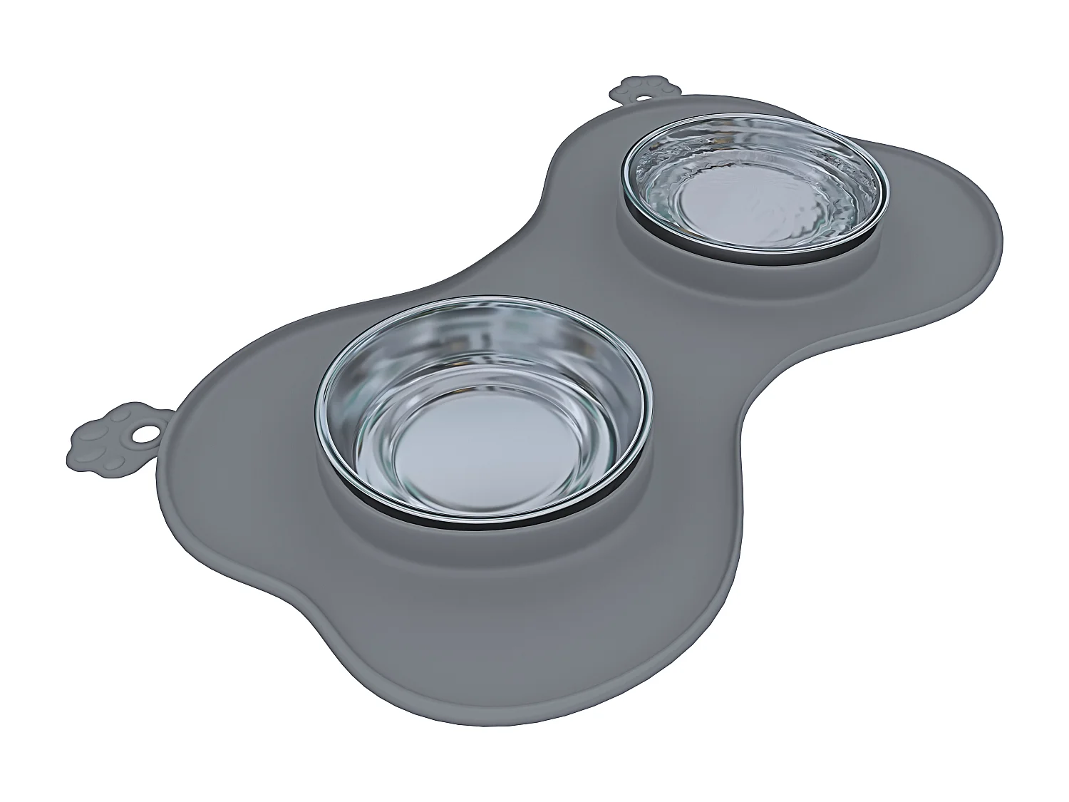 Ciotole Per Cani Gatti 3 In 1 Doppia Ciotola Acciaio Inox Cibo Croccantini Acqua Tappetino In Silicone Antiribaltamento Antiscivolo Con Ventose (52 x 35 Cm, Grigio)