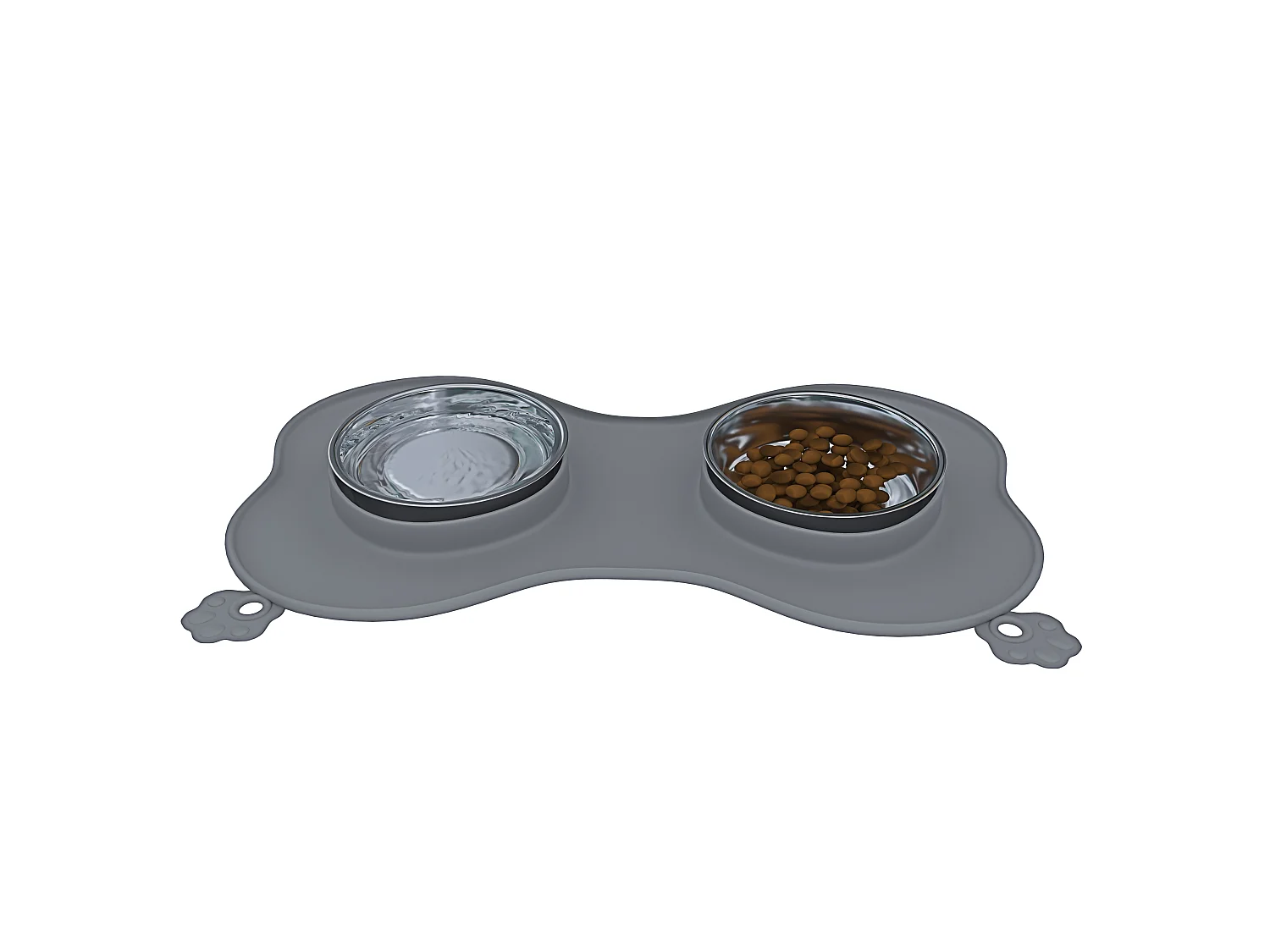 Ciotole Per Cani Gatti 3 In 1 Doppia Ciotola Acciaio Inox Cibo Croccantini Acqua Tappetino In Silicone Antiribaltamento Antiscivolo Con Ventose (52 x 35 Cm, Grigio)