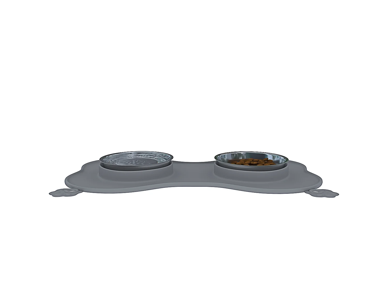 Ciotole Per Cani Gatti 3 In 1 Doppia Ciotola Acciaio Inox Cibo Croccantini Acqua Tappetino In Silicone Antiribaltamento Antiscivolo Con Ventose (52 x 35 Cm, Grigio)