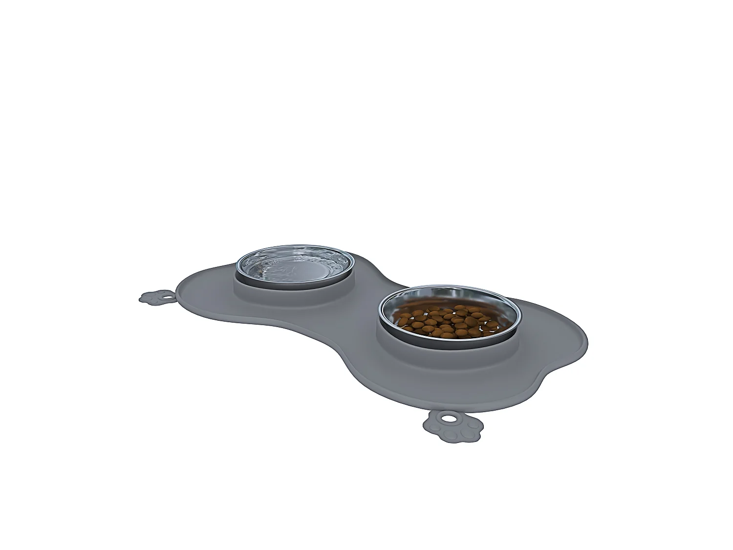 Ciotole Per Cani Gatti 3 In 1 Doppia Ciotola Acciaio Inox Cibo Croccantini Acqua Tappetino In Silicone Antiribaltamento Antiscivolo Con Ventose (52 x 35 Cm, Grigio)