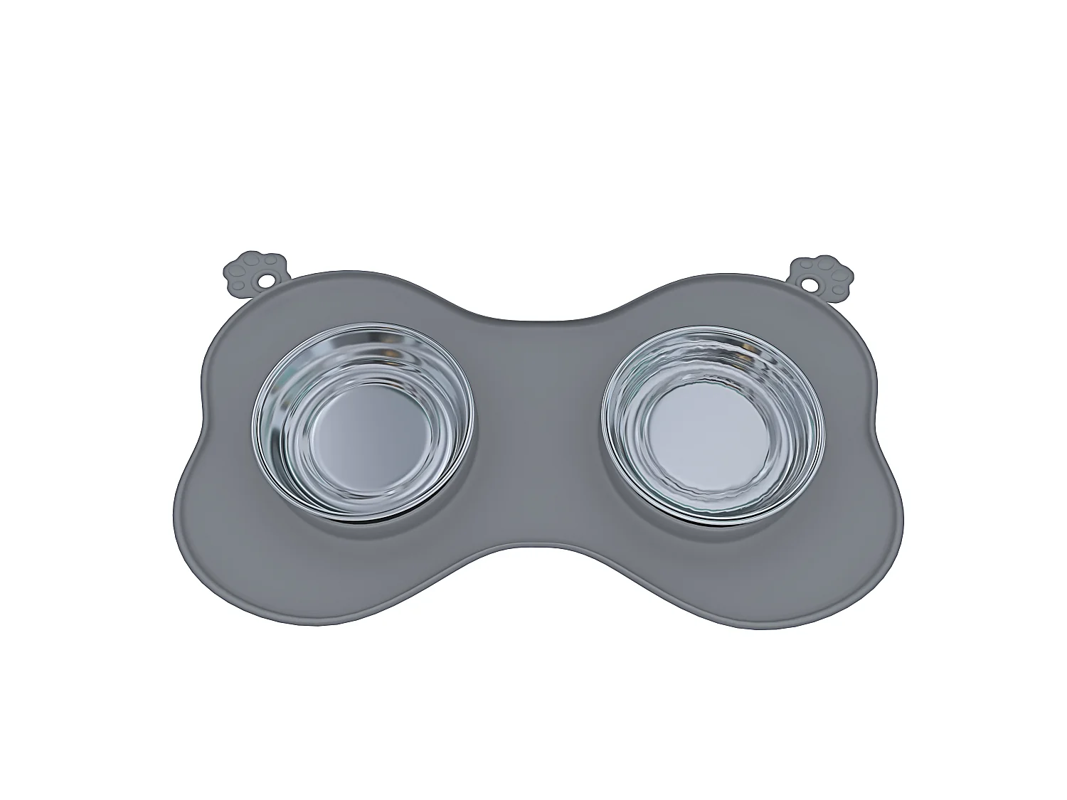 Ciotole Per Cani Gatti 3 In 1 Doppia Ciotola Acciaio Inox Cibo Croccantini Acqua Tappetino In Silicone Antiribaltamento Antiscivolo Con Ventose (52 x 35 Cm, Grigio)
