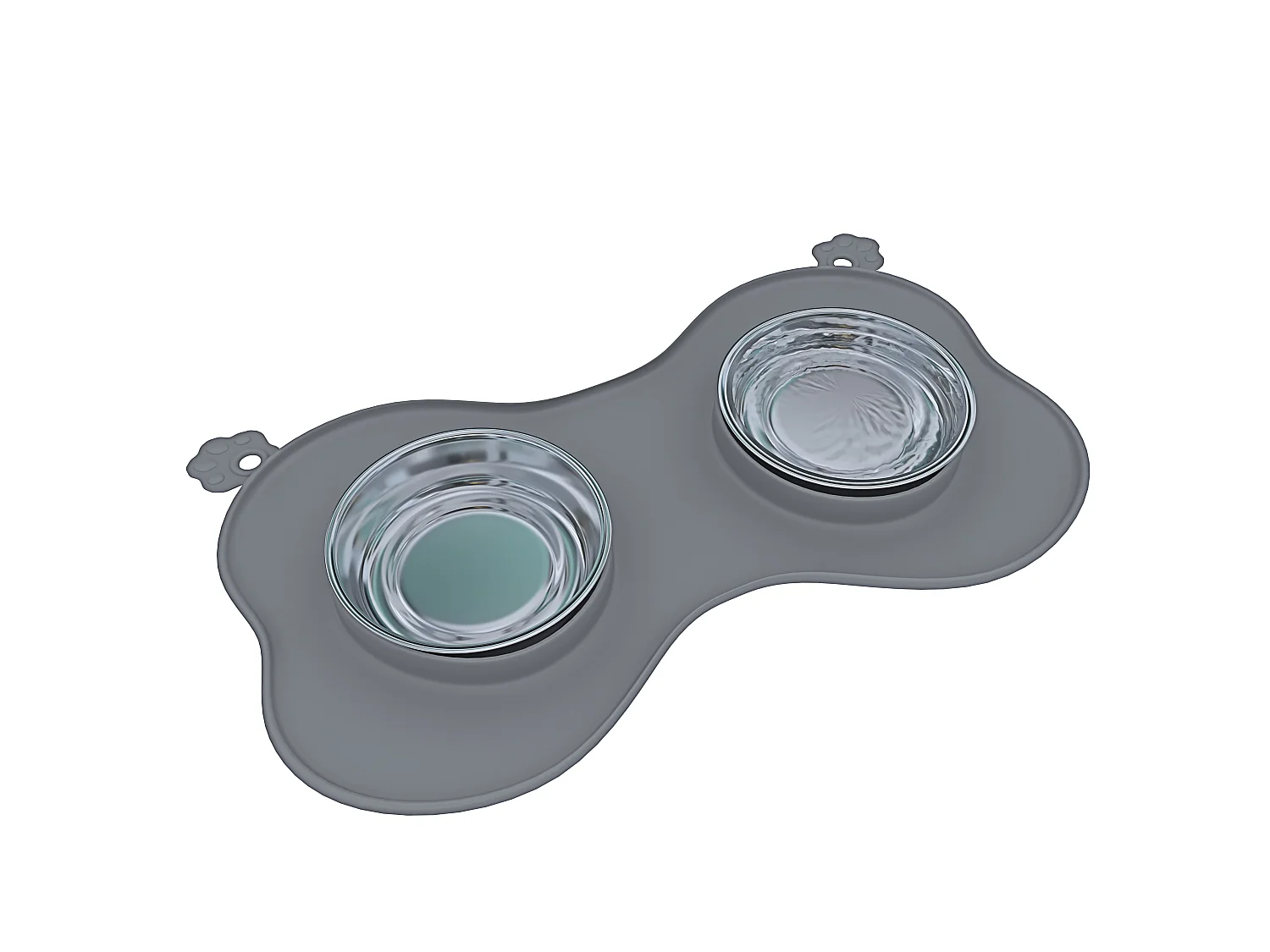 Ciotole Per Cani Gatti 3 In 1 Doppia Ciotola Acciaio Inox Cibo Croccantini Acqua Tappetino In Silicone Antiribaltamento Antiscivolo Con Ventose (52 x 35 Cm, Grigio)