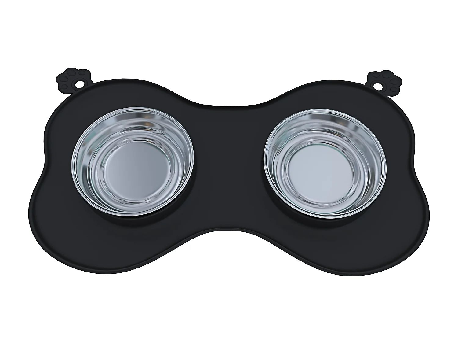 Ciotole Per Cani Gatti 3 In 1 Doppia Ciotola In Acciaio Inox Cibo Croccantini Tappetino In Silicone Antiribaltamento Antiscivolo Con Ventose (52 x 35 Cm, Nero)