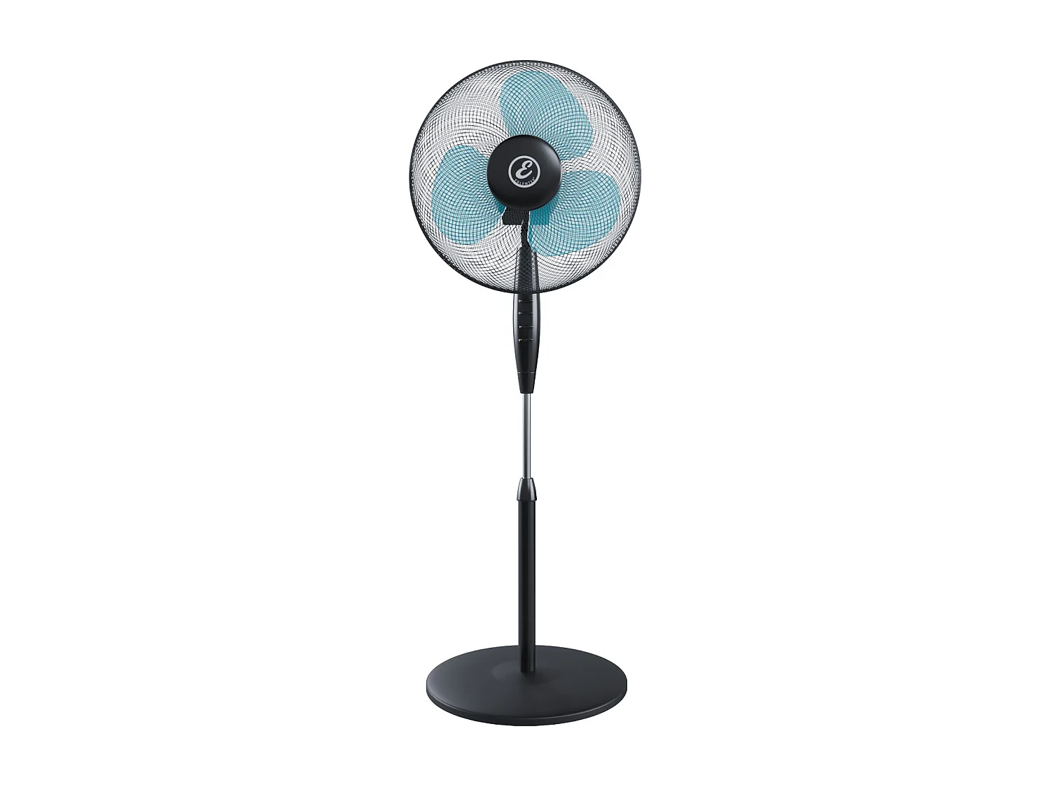 Ventilatore A Piantana Potente Da 50W Per Pavimento Pale Da 40 Cm Silenzioso 3 Velocità Oscillante Griglia Di Protezione Colore Nero e Azzurro
