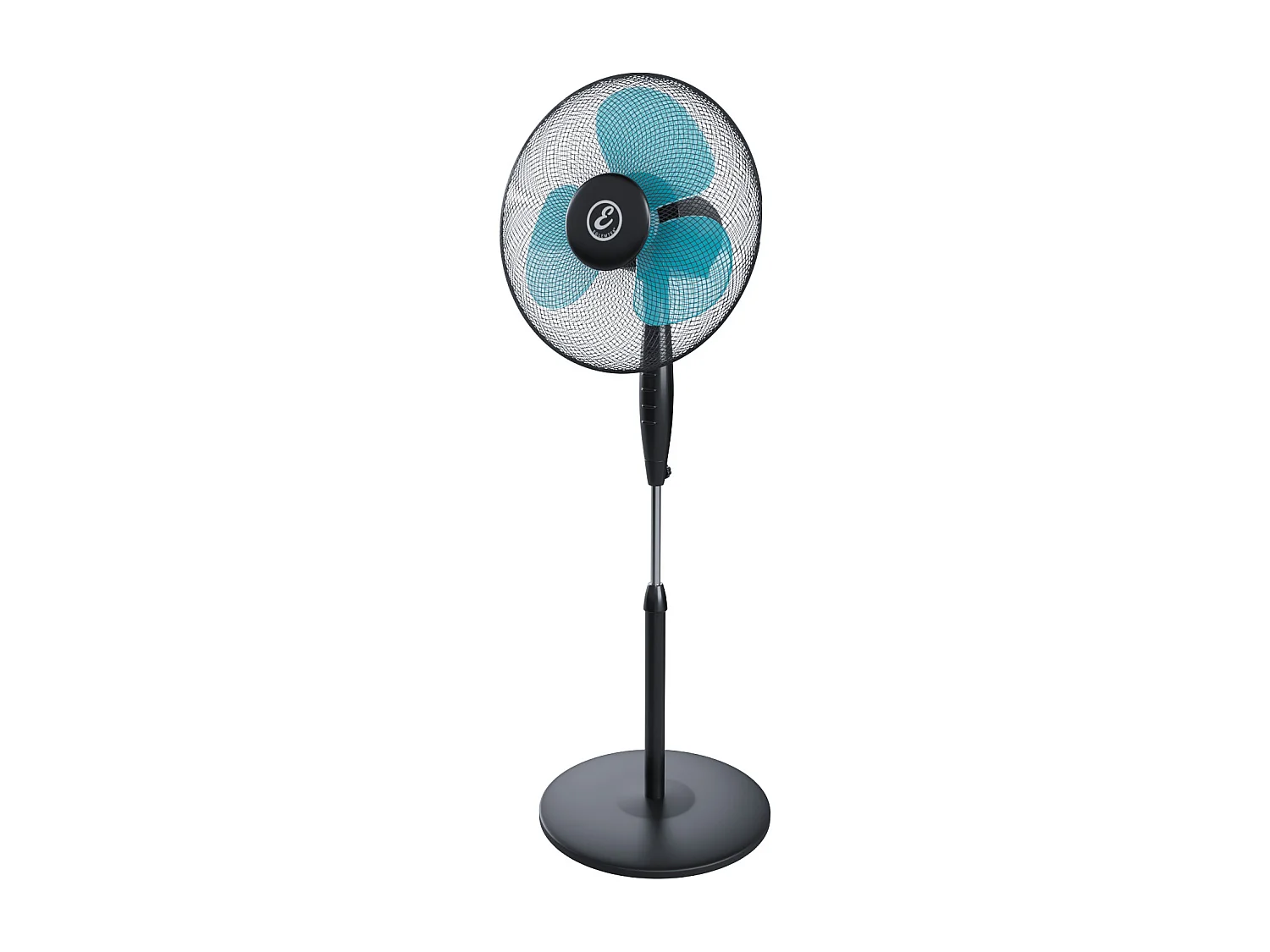 Ventilatore A Piantana Potente Da 50W Per Pavimento Pale Da 40 Cm Silenzioso 3 Velocità Oscillante Griglia Di Protezione Colore Nero e Azzurro