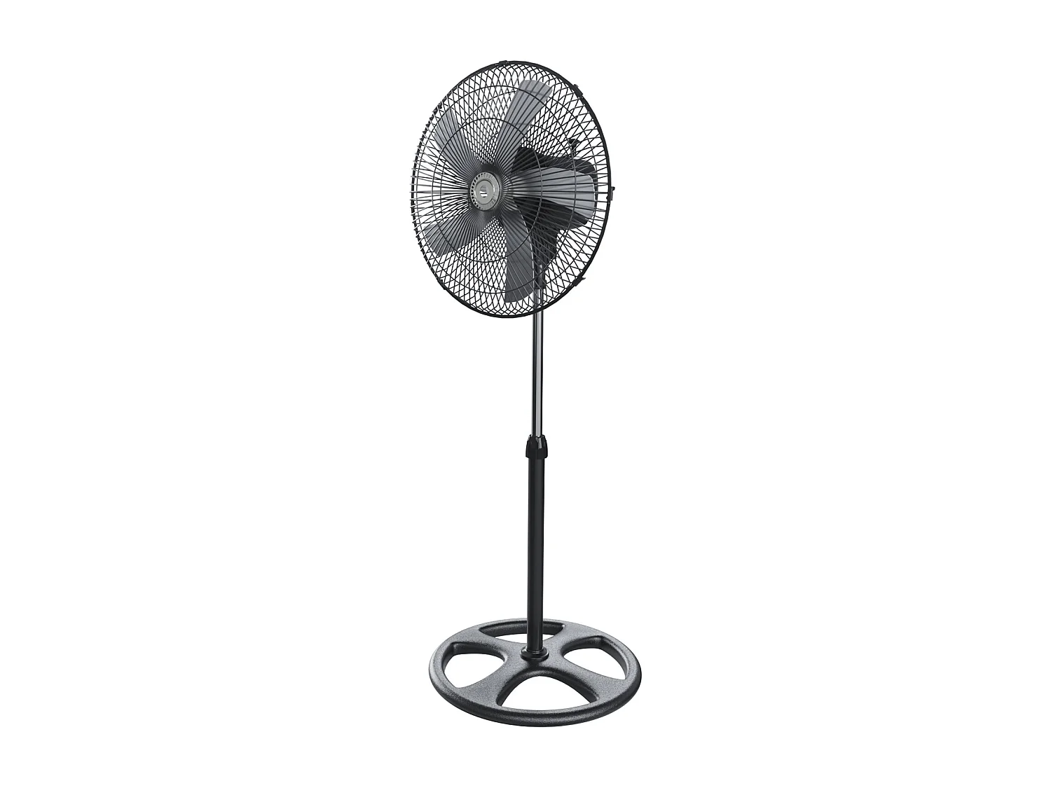 Ventilatore A Piantana Potente Da 70W Per Pavimento 5 Pale In Acciaio Da 42 Cm Silenzioso 3 Velocità Oscillante Altezza Regolabili Griglia Di Protezione Colore Nero