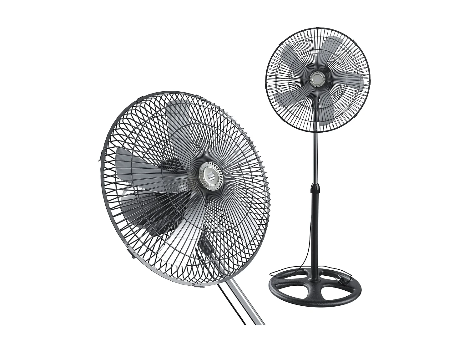 Ventilatore A Piantana Potente Da 70W Per Pavimento 5 Pale In Acciaio Da 42 Cm Silenzioso 3 Velocità Oscillante Altezza Regolabili Griglia Di Protezione Colore Nero
