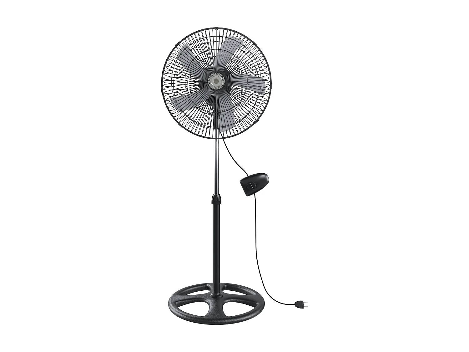 Ventilatore A Piantana Potente Da 70W Per Pavimento 5 Pale In Acciaio Da 42 Cm Silenzioso 3 Velocità Oscillante Altezza Regolabili Griglia Di Protezione Colore Nero