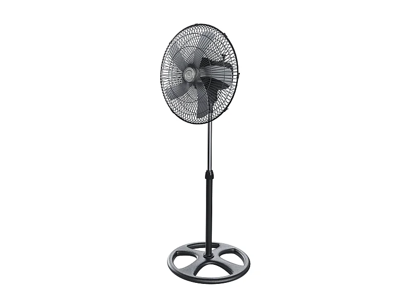 Ventilatore A Piantana Potente Da 70W Per Pavimento 5 Pale In Acciaio Da 42 Cm Silenzioso 3 Velocità Oscillante Altezza Regolabili Griglia Di Protezione Colore Nero