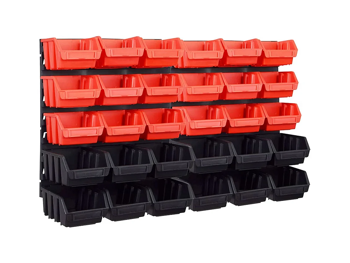 Kit contenitori portaoggetti e pannelli murali 32 pezzi rosso e nero 02_0003848