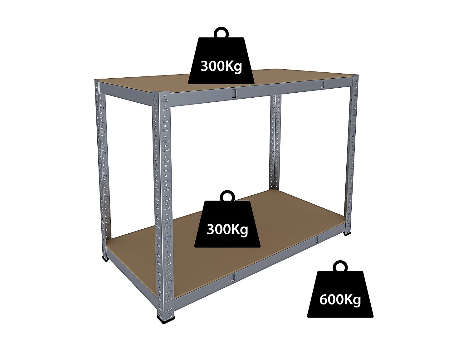 Banco Tavolo Da Lavoro Senza Bulloni In Acciaio Metallo e MDF Portata Fino a 600 Kg Con 2 Ripiani Regolabili Garage Officina Cantina 87 x 120 x 60 cm
