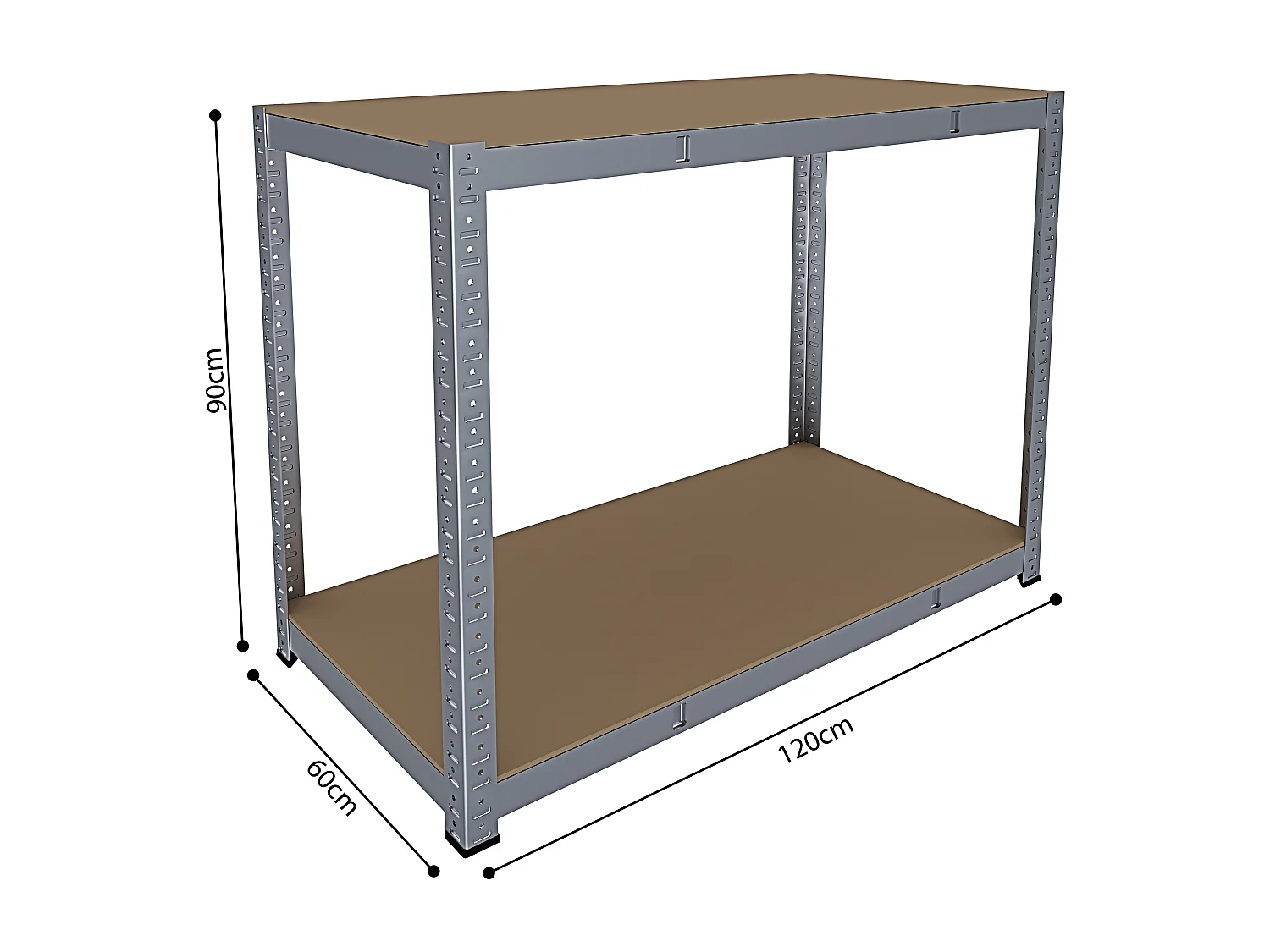 Banco Tavolo Da Lavoro Senza Bulloni In Acciaio Metallo e MDF Portata Fino a 600 Kg Con 2 Ripiani Regolabili Garage Officina Cantina 87 x 120 x 60 cm