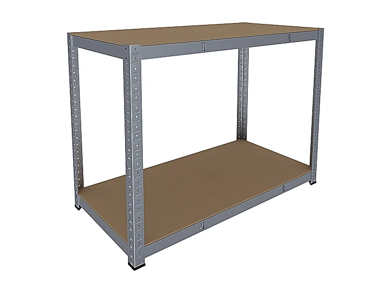 Banco Tavolo Da Lavoro Senza Bulloni In Acciaio Metallo e MDF Portata Fino a 600 Kg Con 2 Ripiani Regolabili Garage Officina Cantina 87 x 120 x 60 cm