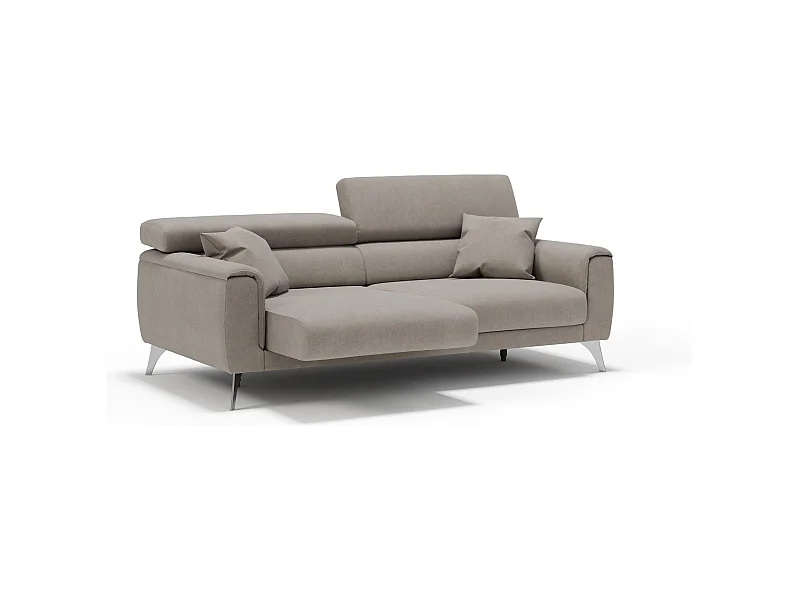 Caravaggio Sofa mit verschiebbaren Sitzen aus wasserfestem, weichem Stoff T02 199 cm Beige