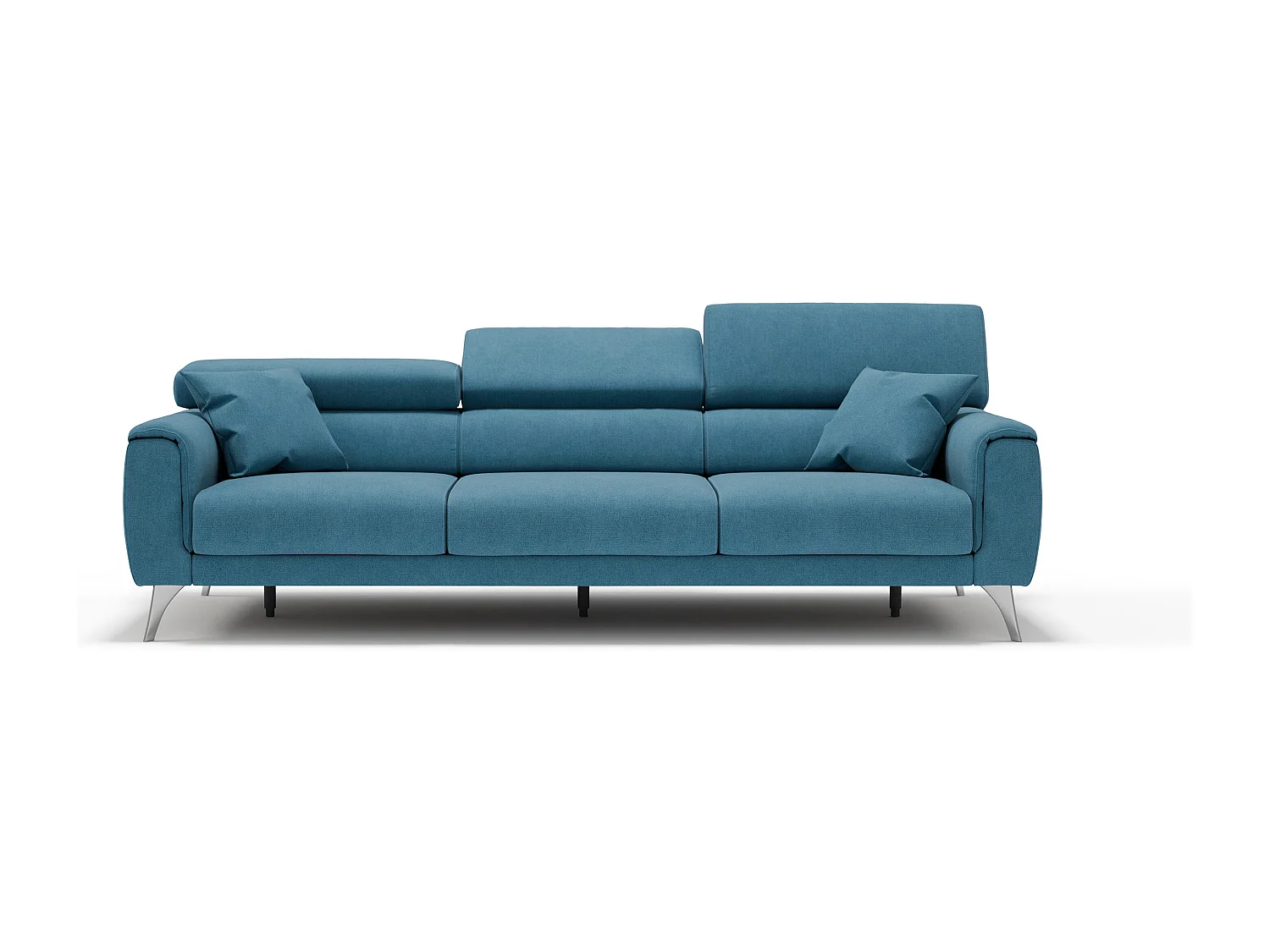 Caravaggio Sofá de 3 plazas extensibles con reposacabezas ajustables en tejido impermeable 244 cm Azul Claro