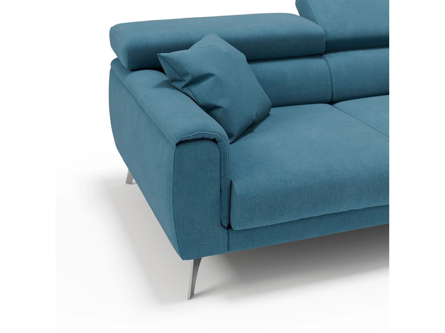 Caravaggio Sofá de 3 plazas extensibles con reposacabezas ajustables en tejido impermeable 244 cm Azul Claro