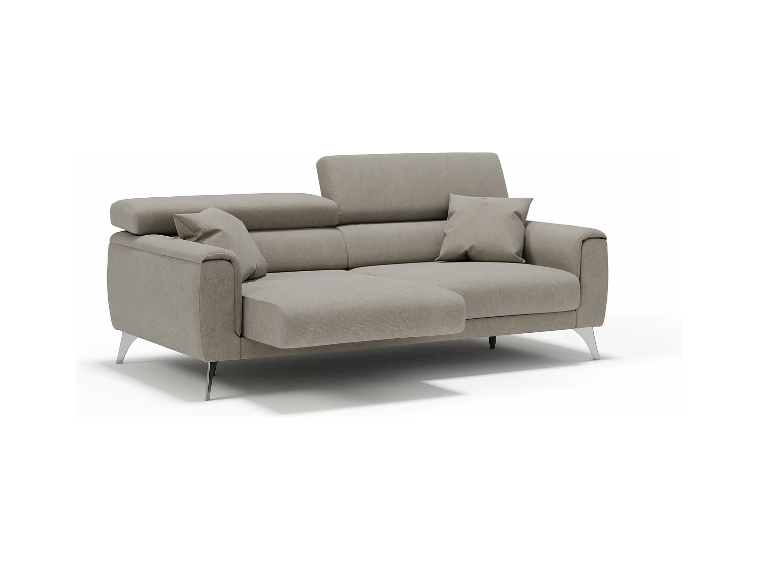 Caravaggio Canapé avec assises coulissantes en tissu doux imperméable T02 169 cm Beige