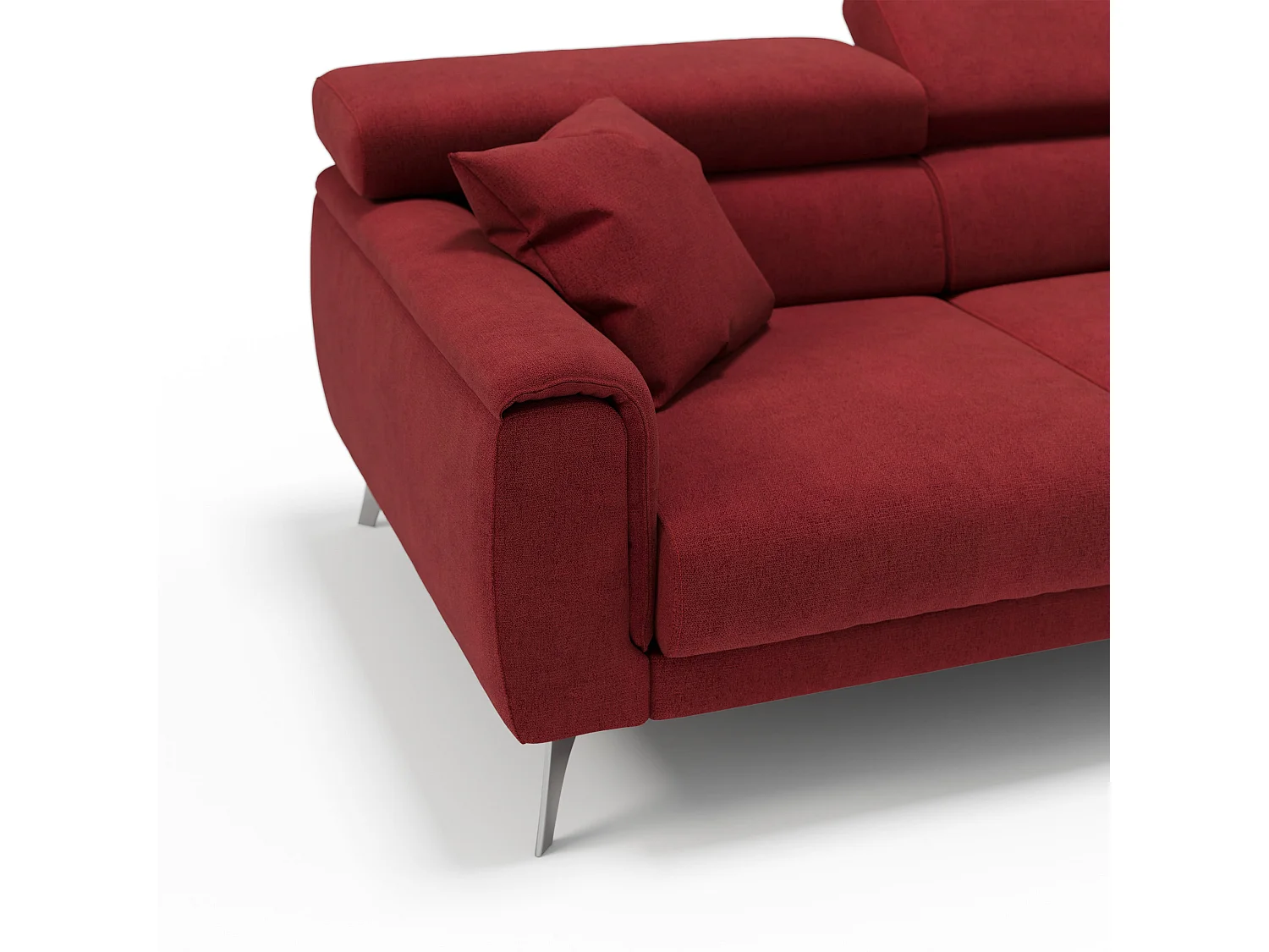 Caravaggio Sofa mit 3 unabhängigen ausziehbaren Sitzen und verstellbaren Kopfstützen aus wasserfestem Stoff T02 244 cm Rot
