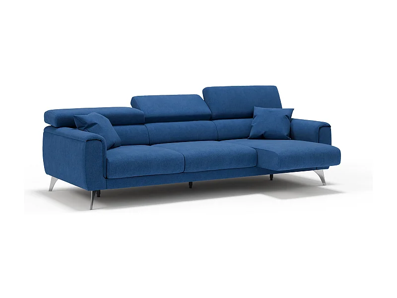 Caravaggio Canapé 3 assises extensibles en tissu imperméable T02 244 cm Bleu