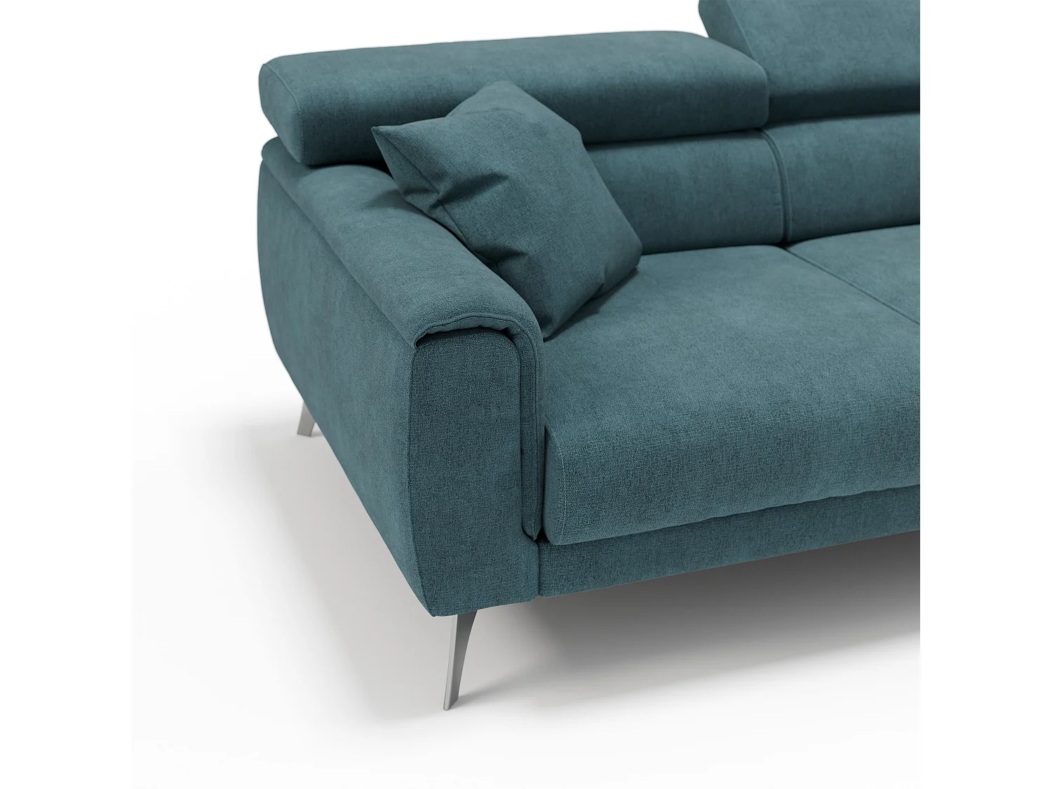 Caravaggio Sofá de 3 plazas extensibles con reposacabezas ajustables en tejido impermeable 244 cm Azul Petróleo