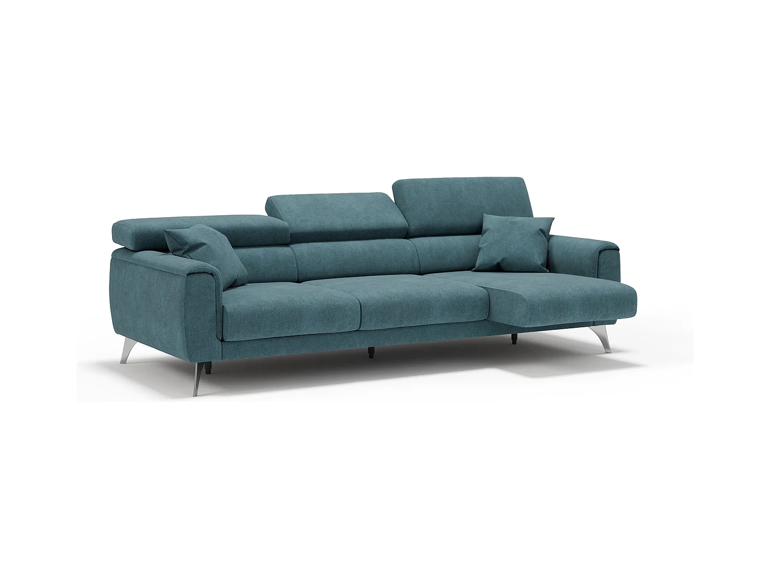 Caravaggio Canapé 3 assises extensibles en tissu imperméable T02 244 cm Bleu Canard