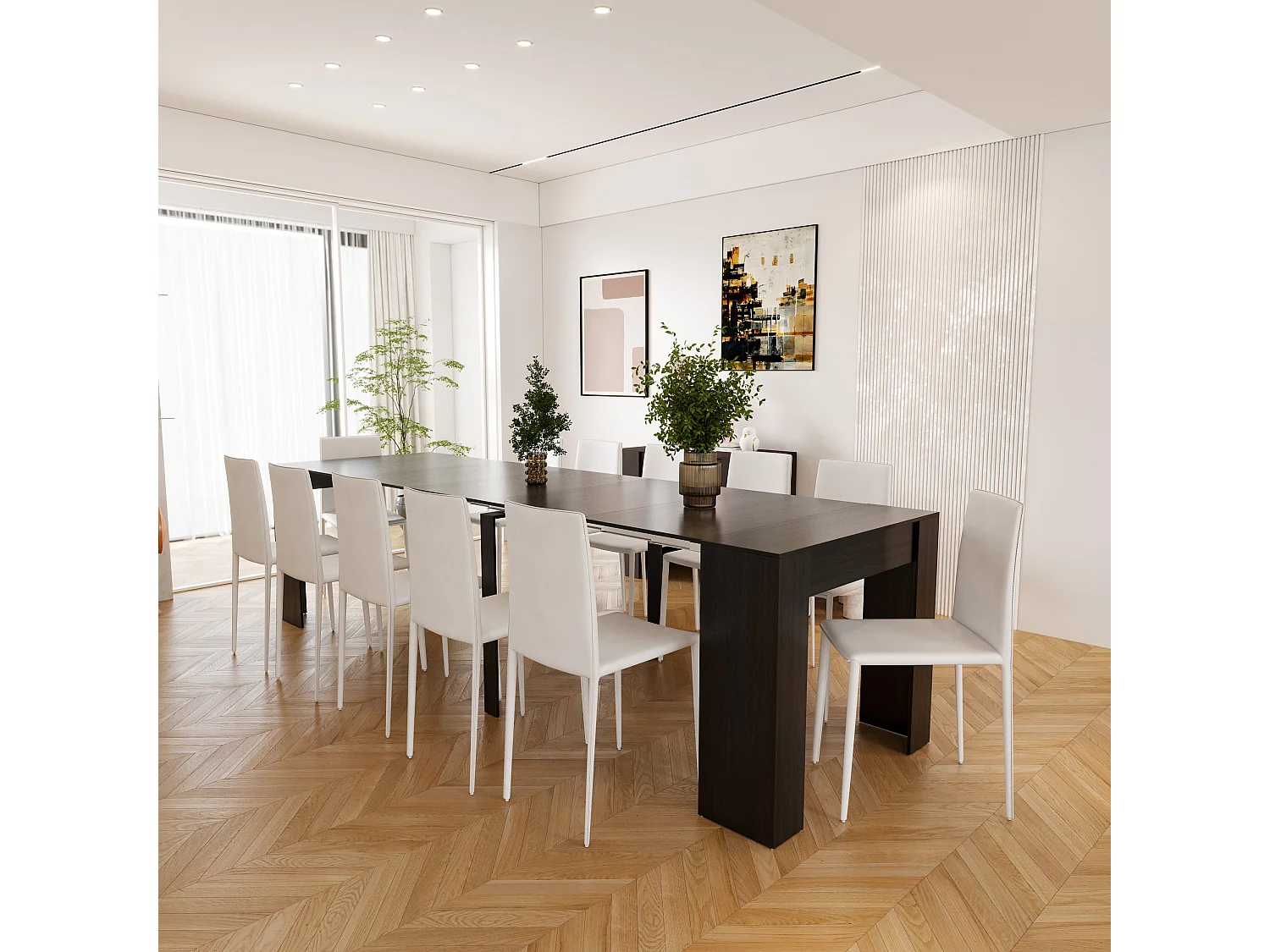 Tavolo Consolle Allungabile Oslo Fino A 2.37 Metri Tavolo 10 Posti Salvaspazio Design Moderno Consolle per Casa Ufficio 78 x 51 x 90 cm Nero